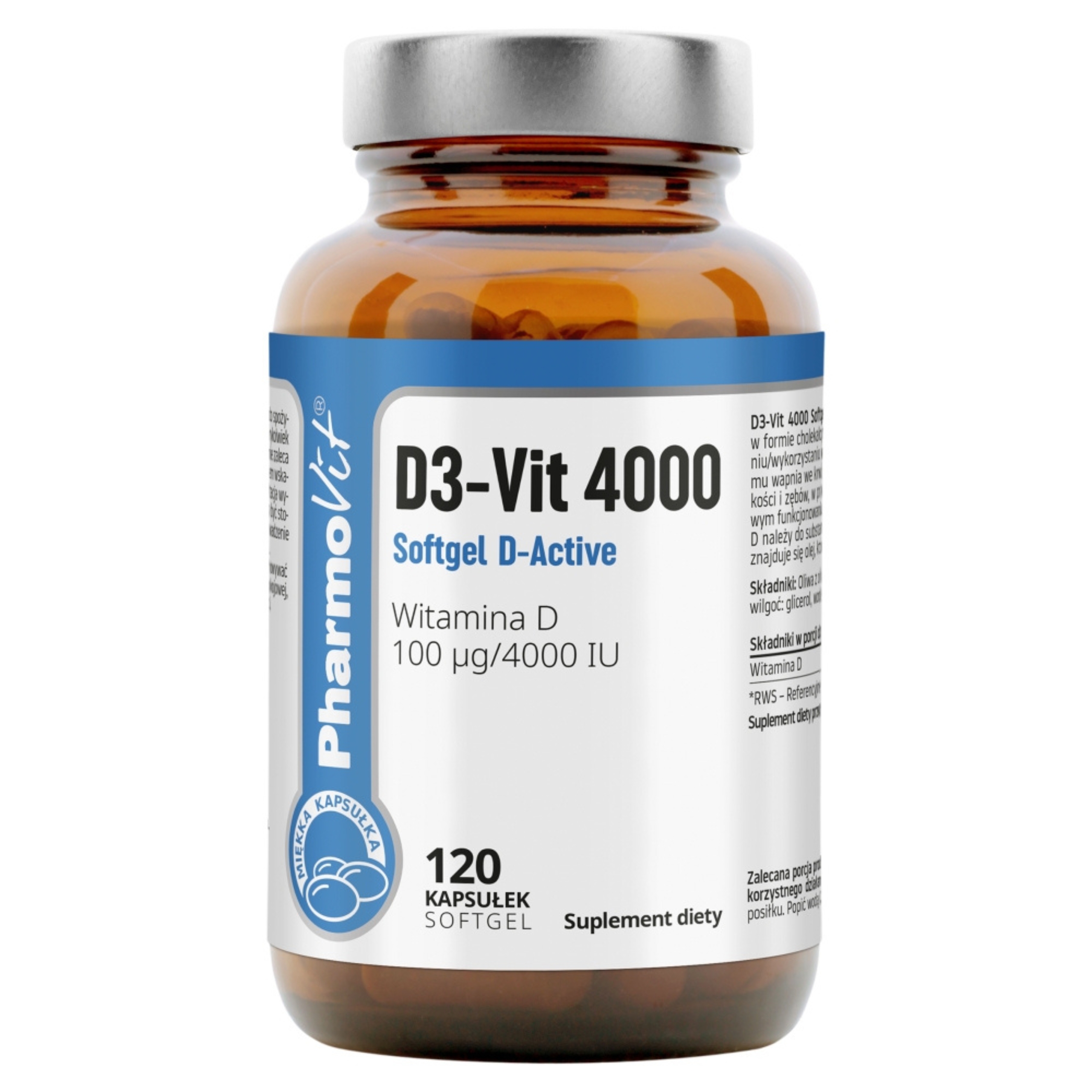 Pharmovit, d3-vit 4000 softgel d-active, 120 kapsułek