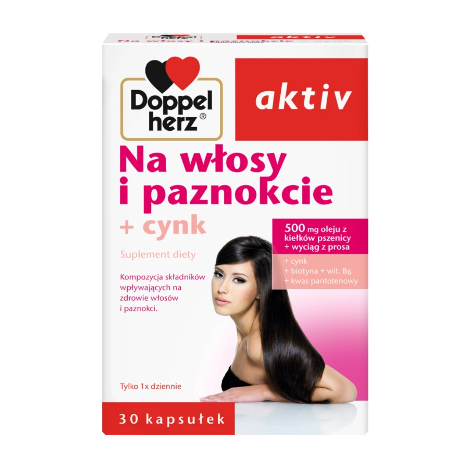 Doppelherz aktiv na włosy i paznokcie + cynk, 30 kapsułek