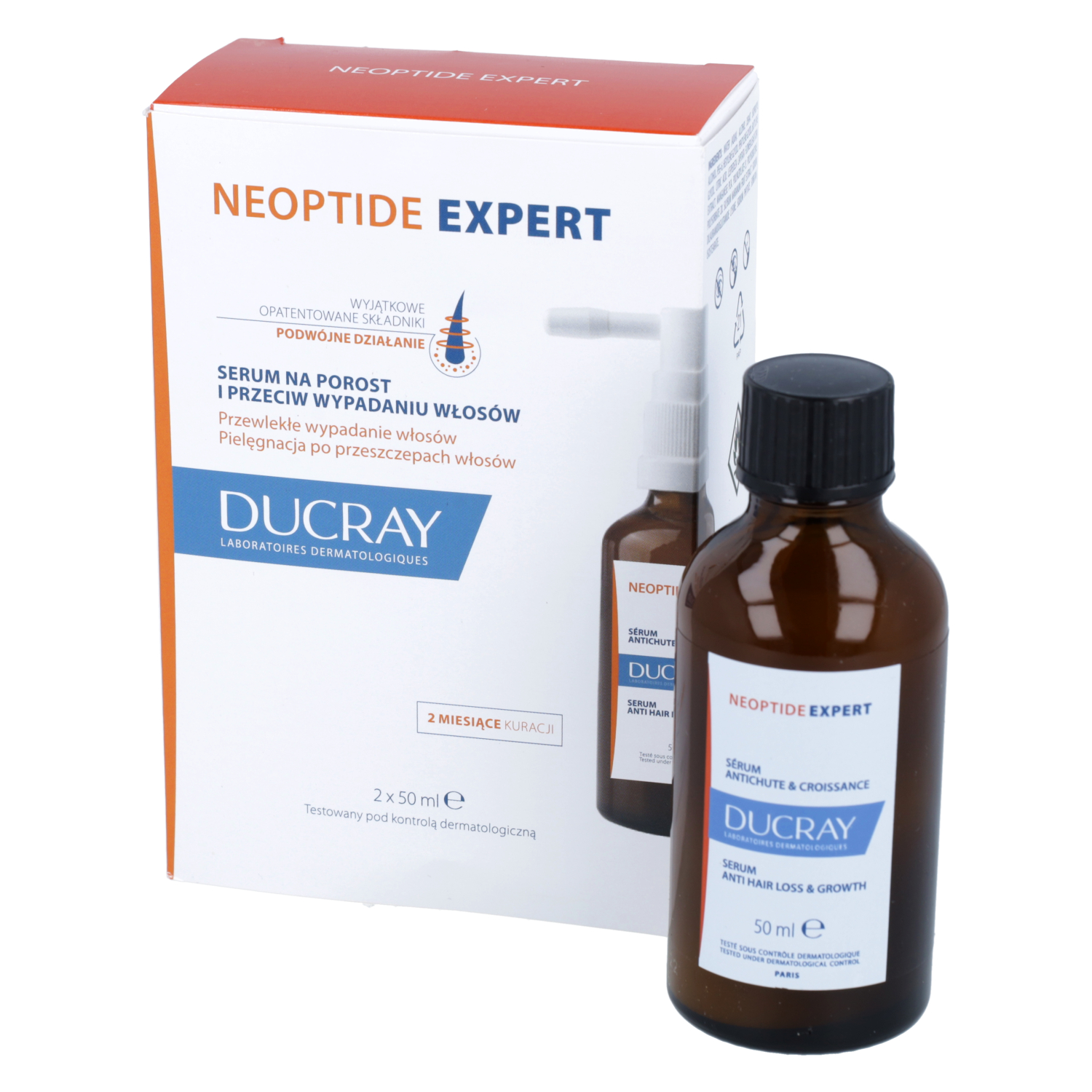 Ducray - serum na porost i przeciw wypadaniu włosów, 2x50 ml