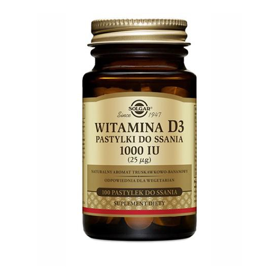 Solgar witamina d3 1000 iu, 100 pastylek do ssania