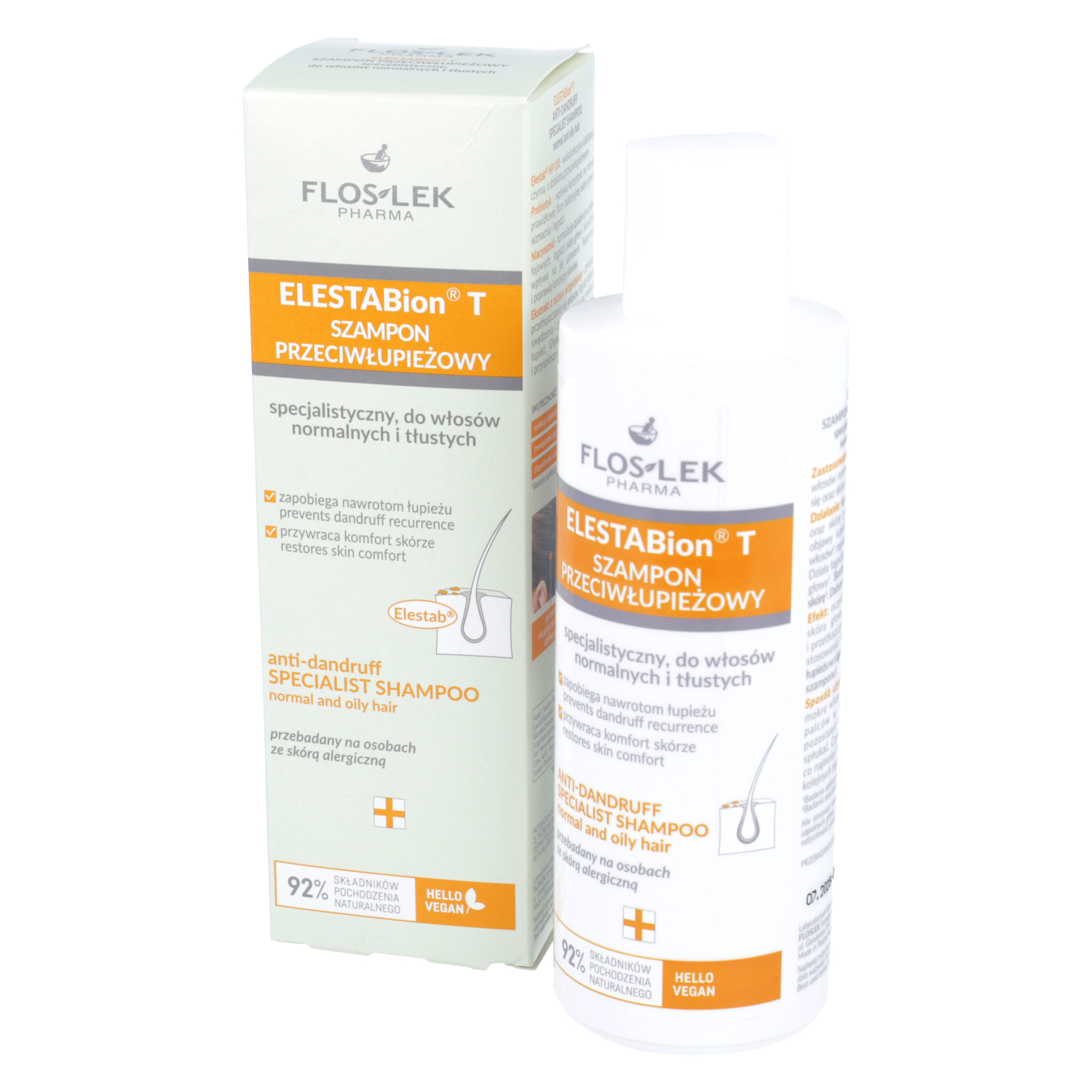 Floslek - elestabion t, szampon przeciwłupieżowy specjalistyczny, do włosów normalnych i tłustych, 150 ml