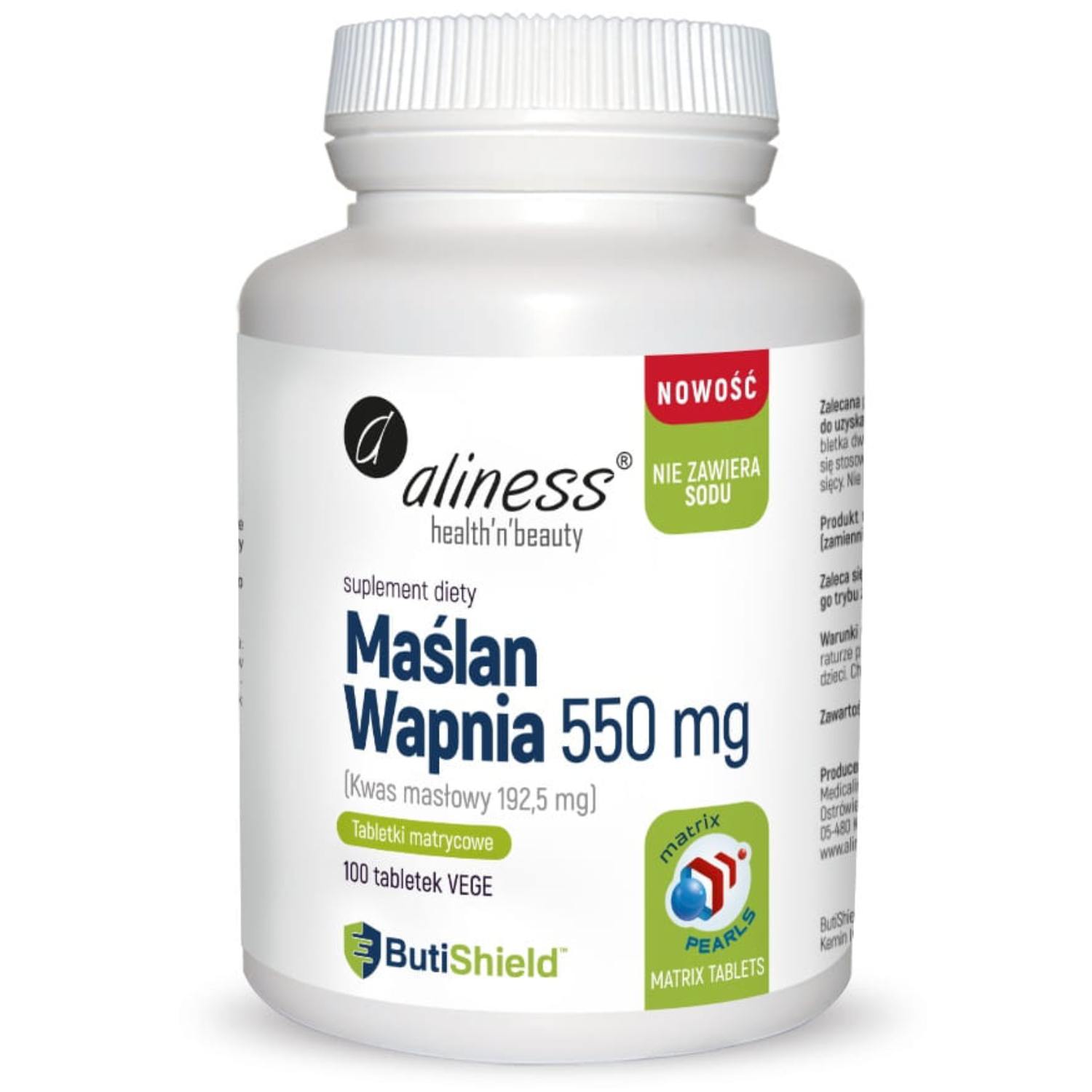 Aliness maślan wapnia 550 mg, 100 tabletek matrycowych