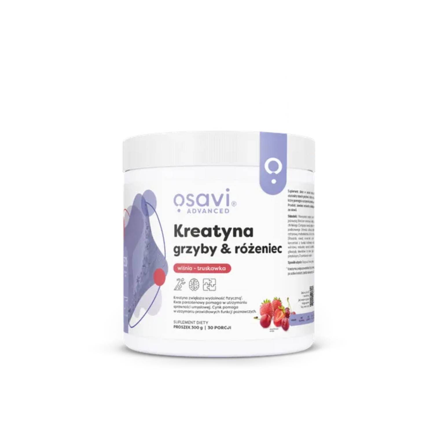 Osavi kreatyna, grzyby i różeniec, smak wiśnia z truskawką, 300 g