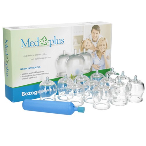 Medplus - bańki lekarskie bezogniowe, 12 sztuk + pompka ergonomicza