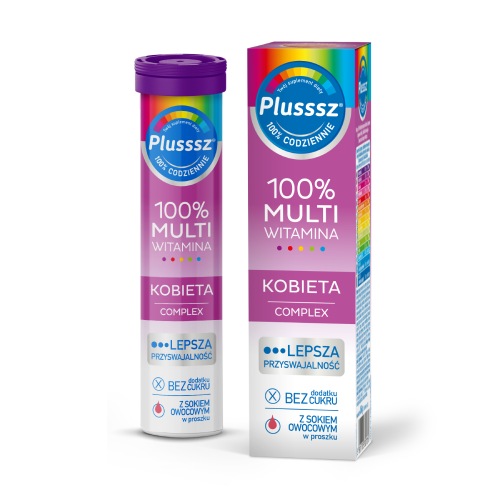 Plusssz 100% multiwitamina kobieta complex, 20 tabletek musujących