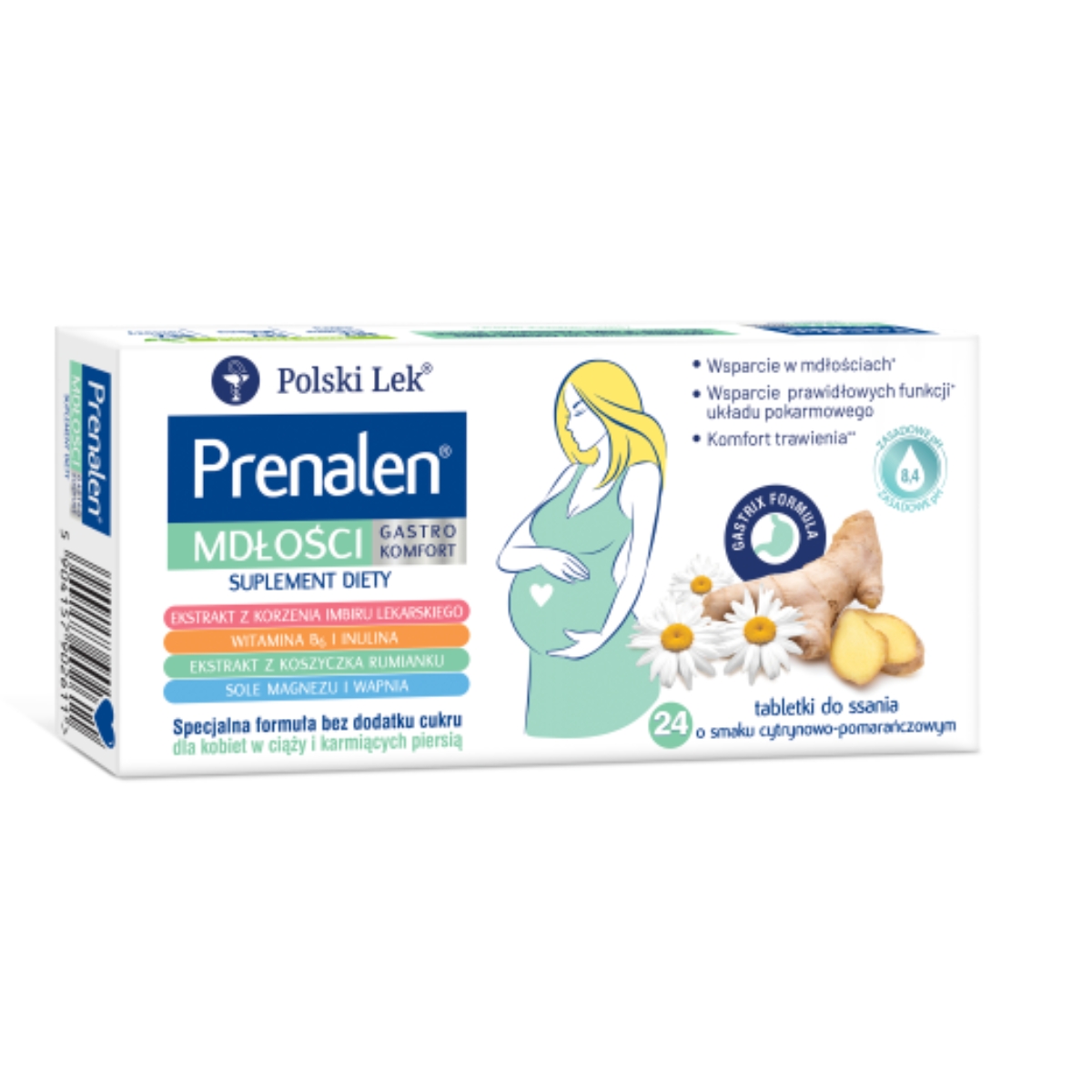 Prenalen mdłości gastro komfort, dla kobiet w ciąży, 24 tabletki do ssania