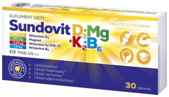 Sundovit d3+mg+k2+b6, 30 tabletek