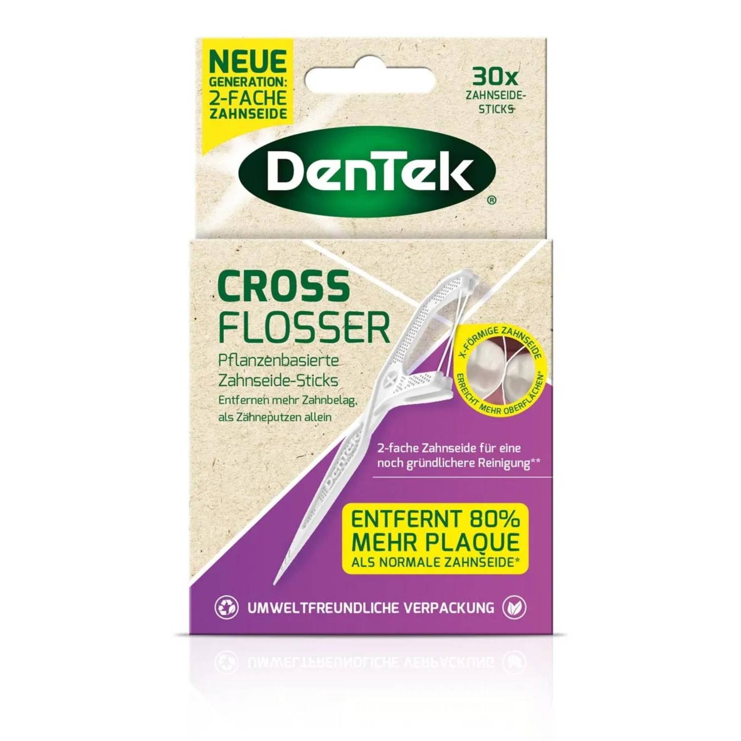 Dentek cross flosser niciowykałaczki dentystyczne, 30 sztuk