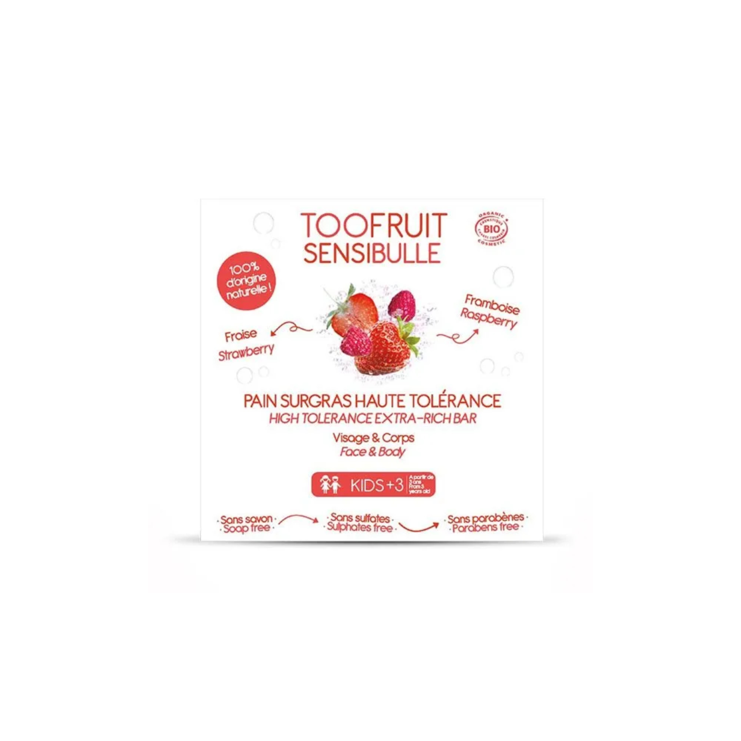 Toofruit - kostka dermatologiczna, truskawka i malina, 85 g