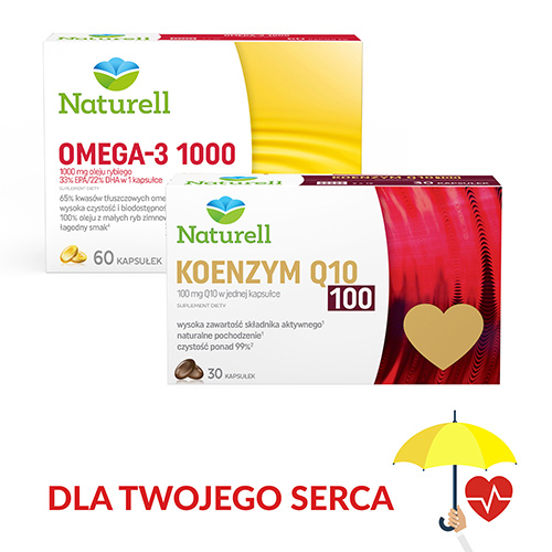 Naturell zestaw dla twojego serca: omega-3 1000, 60 kapsułek + koenzym q10 100, 30 kapsułek