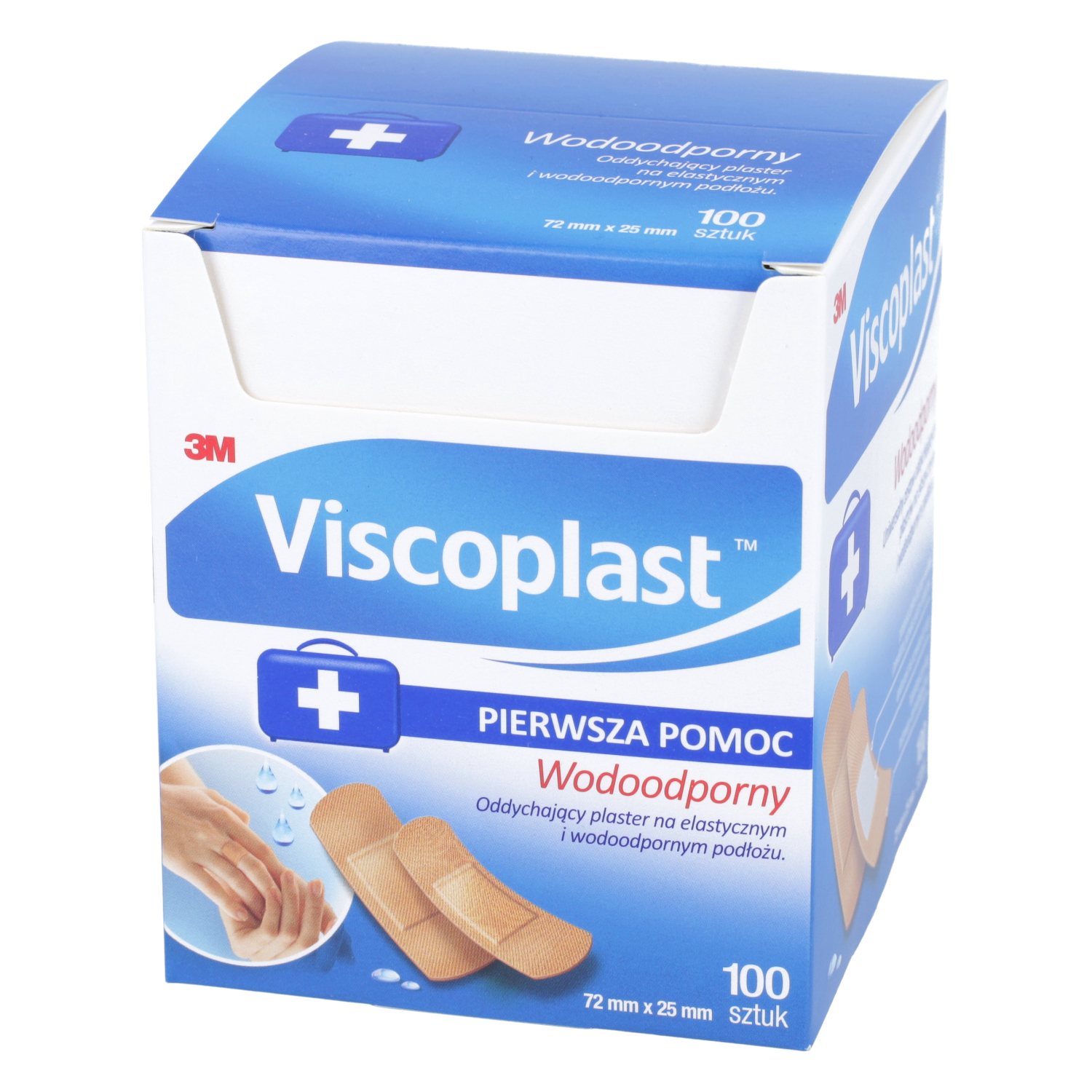 Viscoplast wodoodporny - plastry z mikroperforacją, 72mm x 25mm, 100 sztuk