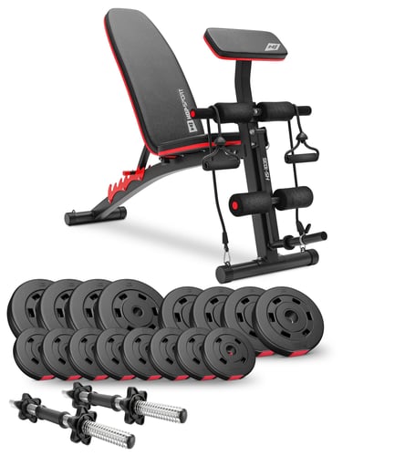 Kunststoff Hantelset 40 kg mit Hantelbank HS-1035