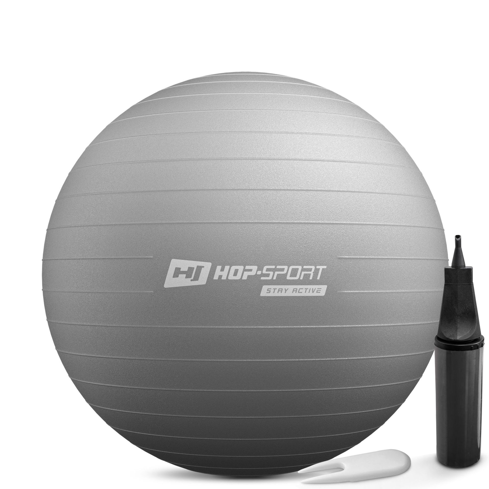Gymnastikball 65cm mit Luftpumpe - grau
