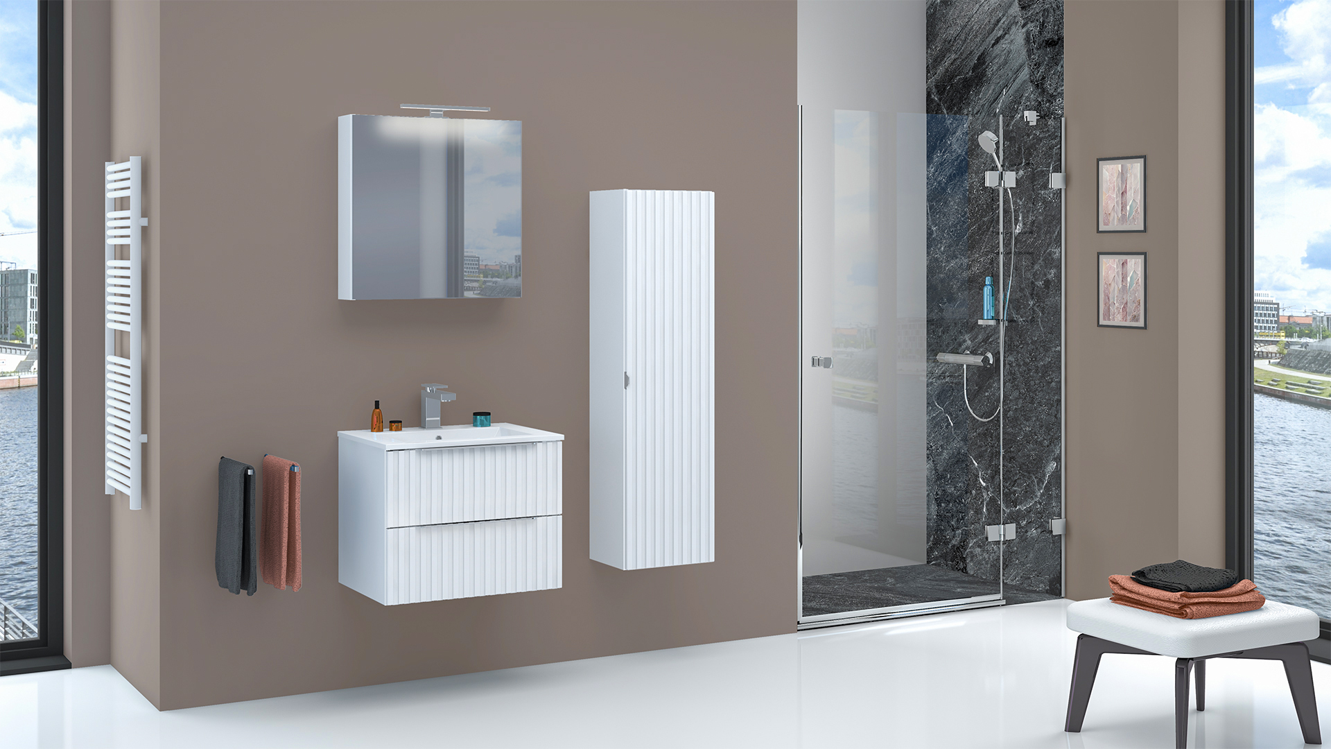 Astor Amy szafka 60x14x60 cm z lustrem biała AM-MSL-603-00