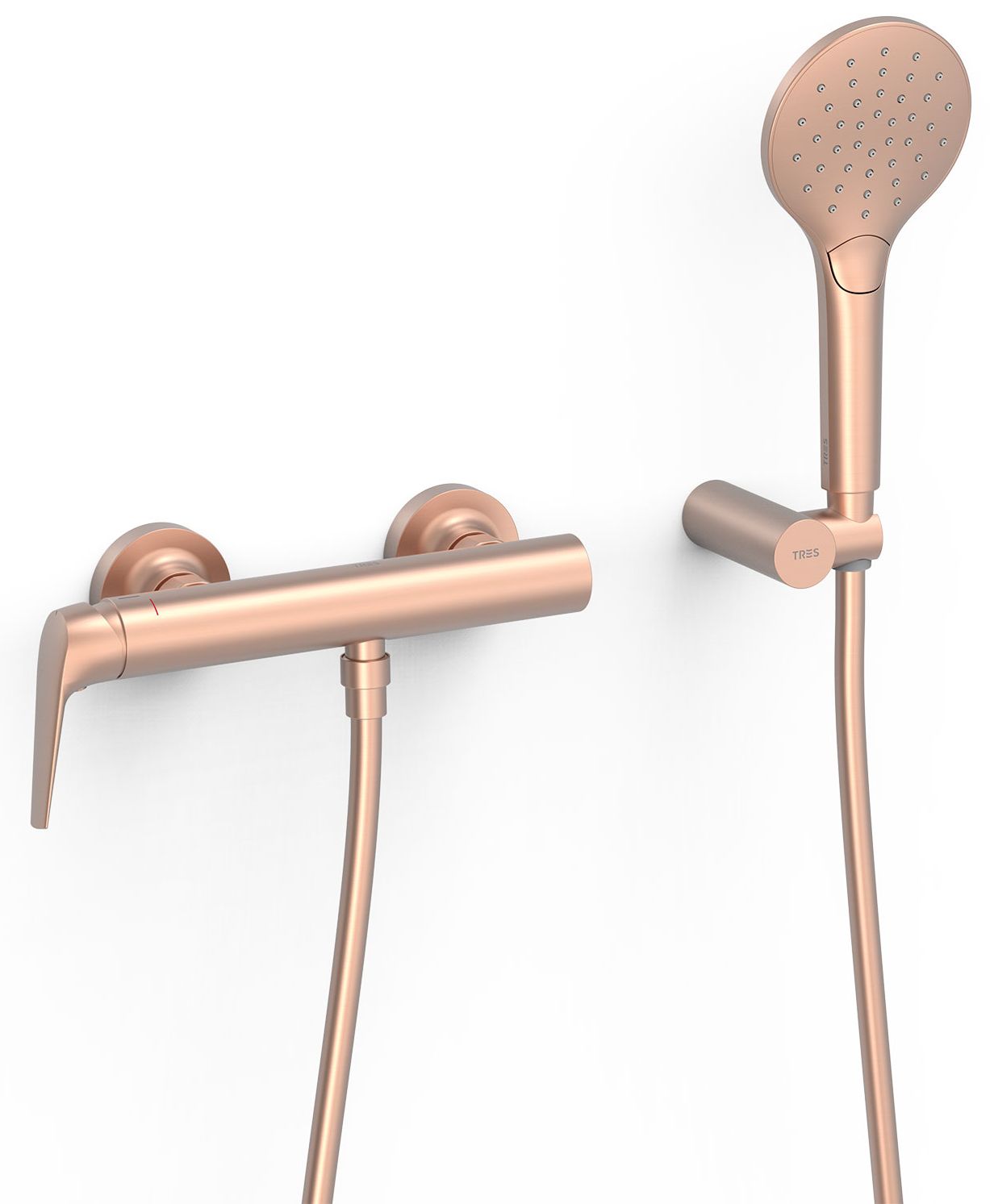 Tres Fuji bateria bateria prysznicowa ścienna z zestawem natryskowym różowe złoto mat 28116701OPM - Wysyłka w 24h