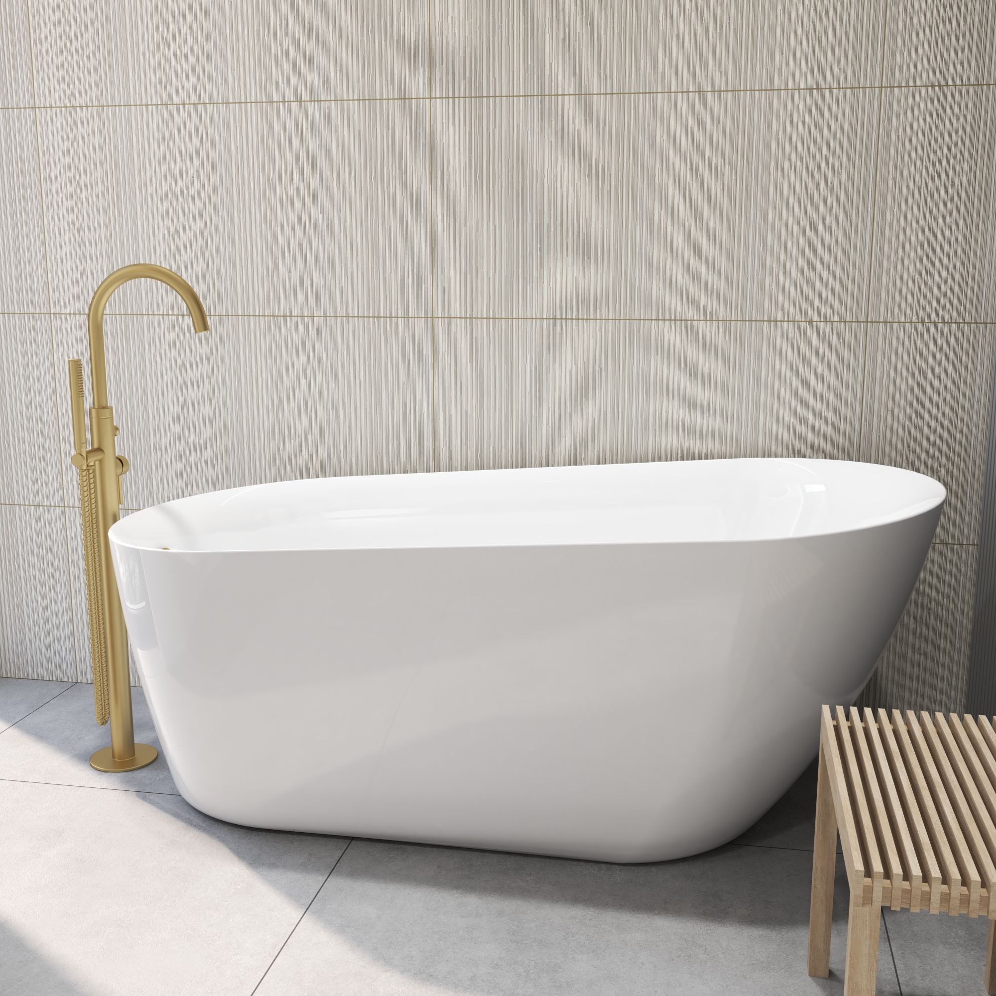 Oltens Molle bateria wannowo-prysznicowa wolnostojąca złoty szczotkowany 34300810 - Wysyłka w 24h