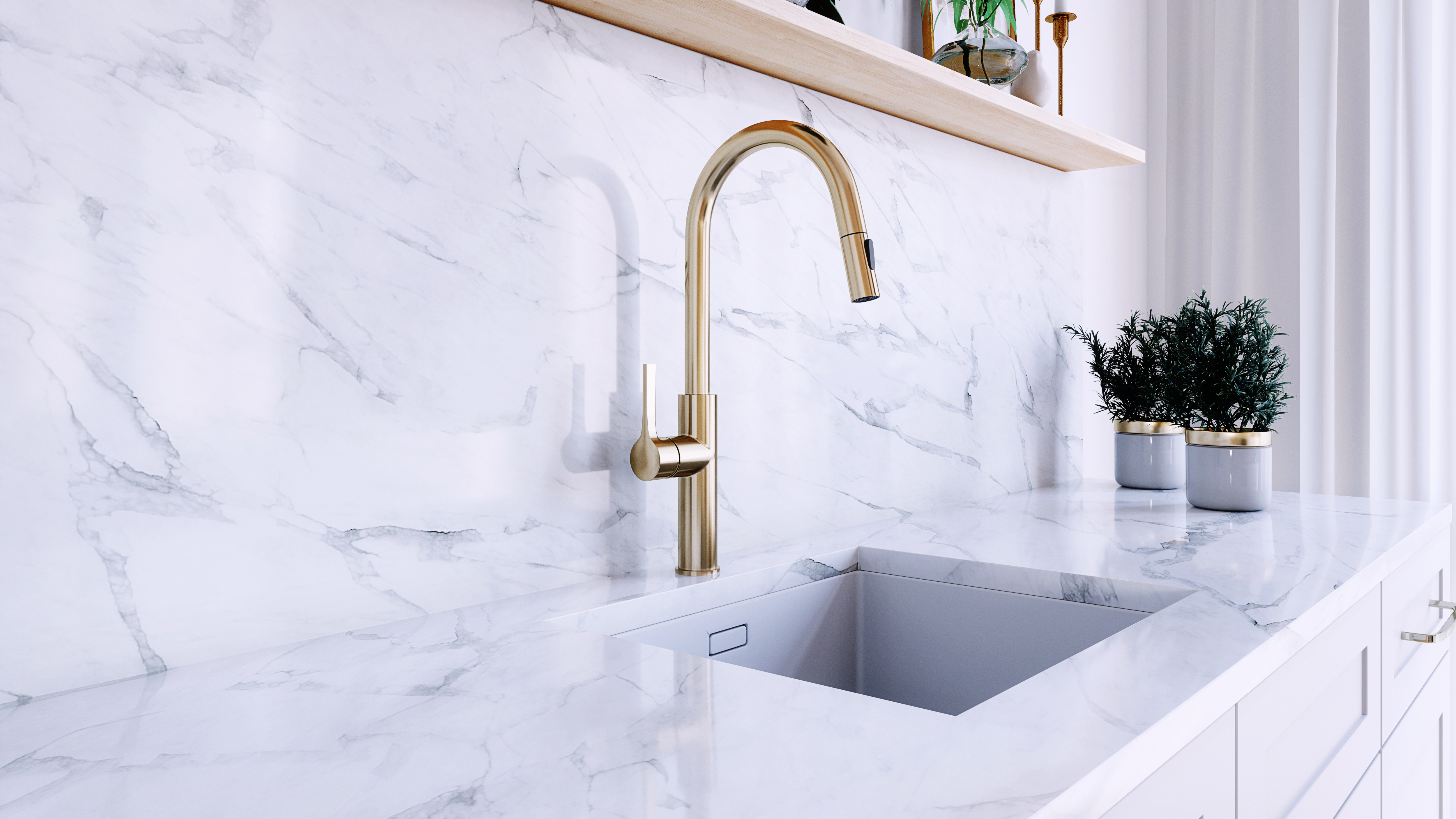 Globalo Exclusive Divio bateria kuchenna stojąca z wyciągana wylewką jasny złoty BATERIA_DIVIO_LIGHT_GOLD