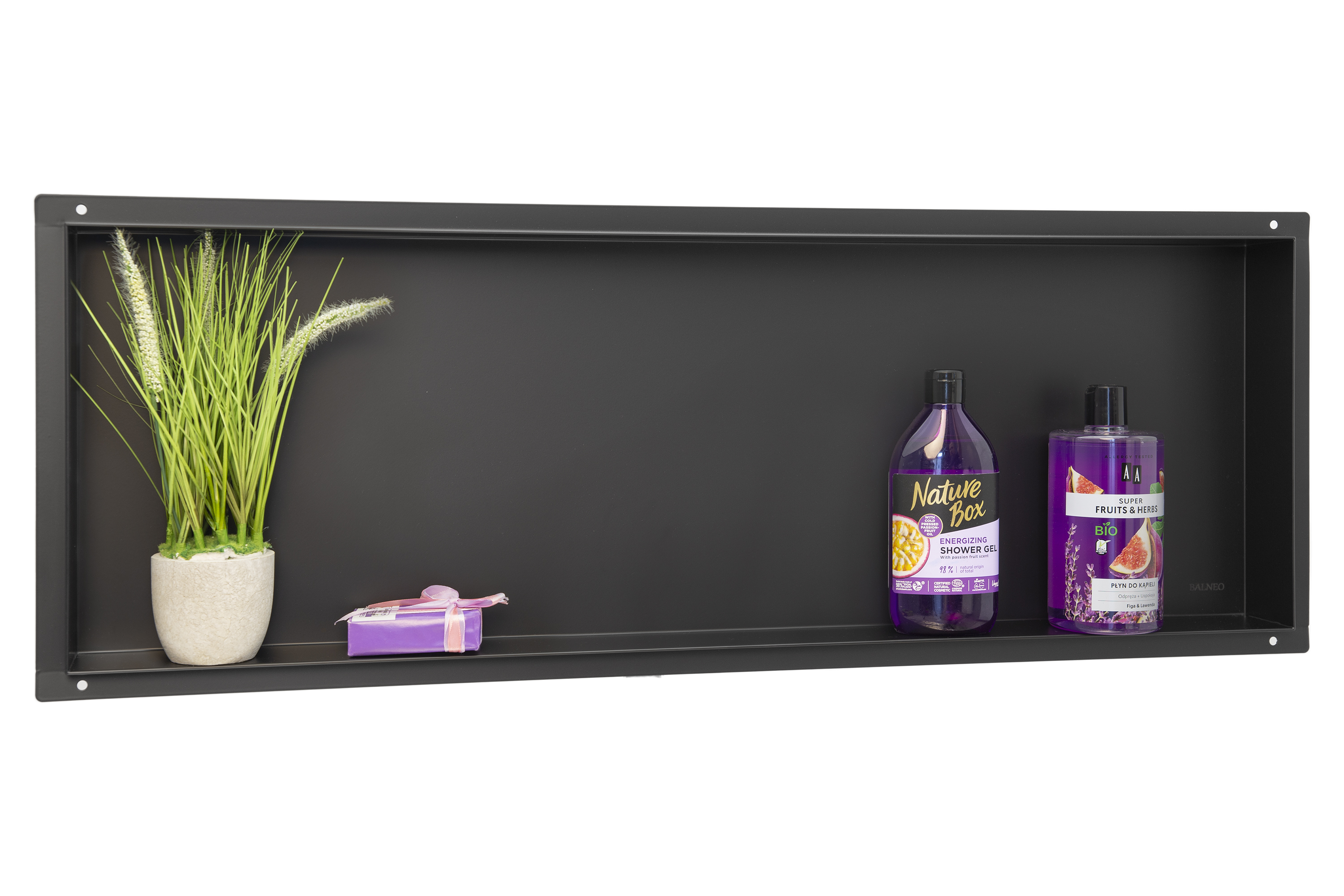 Balneo Wall-Box No Rim Black półka wnękowa 30x90x10 cm czarna OB-BL6-NR