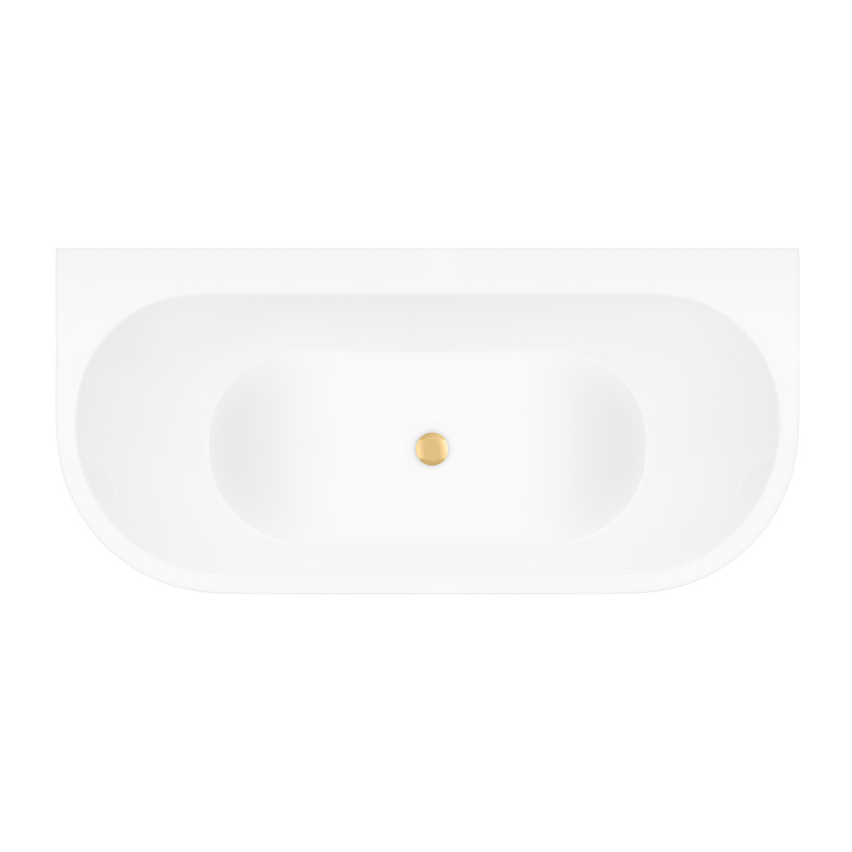 Zestaw Oltens Hulda wanna przyścienna 160x75 cm z pokrywą korka biały połysk/złoto szczotkowane (12020000, 09002810) - Wysyłka w 24h