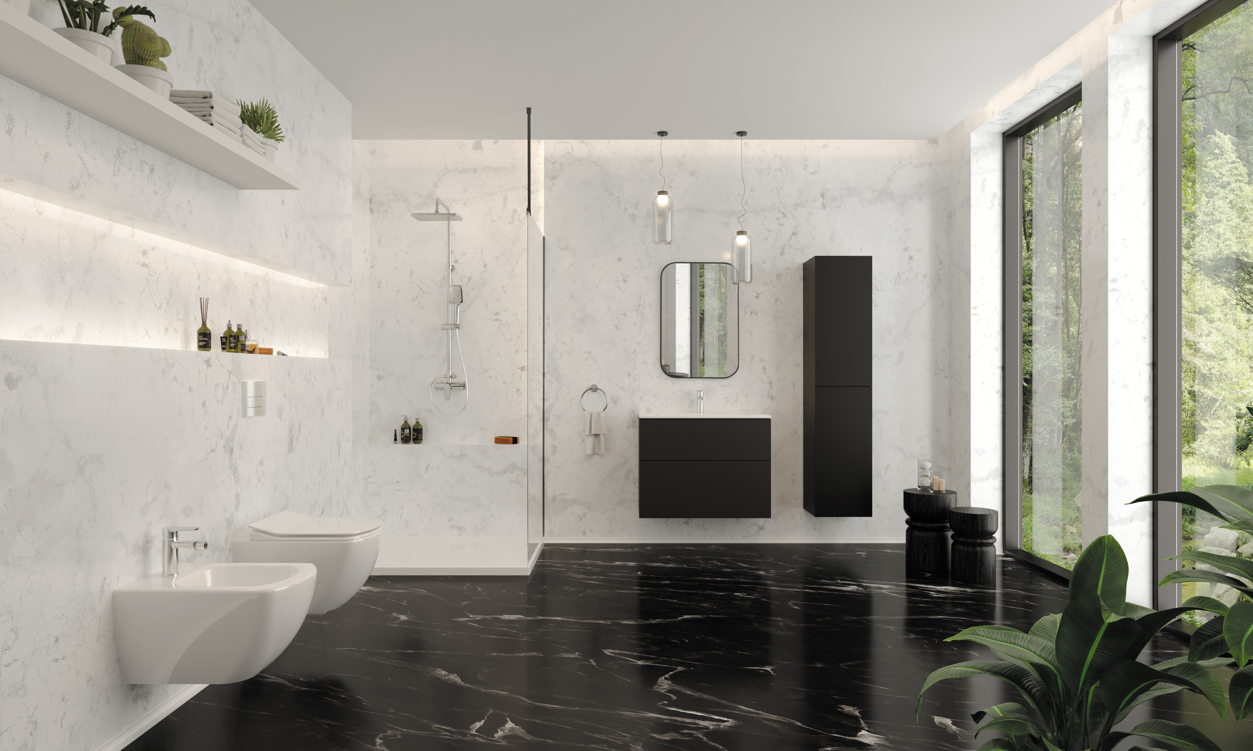 Deante Tubo szafka 80x38,5x60 cm podumywalkowa wisząca czarna STU_NU81 - Wysyłka w 24h