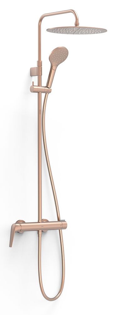 Tres Fuji zestaw prysznicowy ścienny z deszczownicą różowe złoto mat 28119701OPM - Wysyłka w 24h