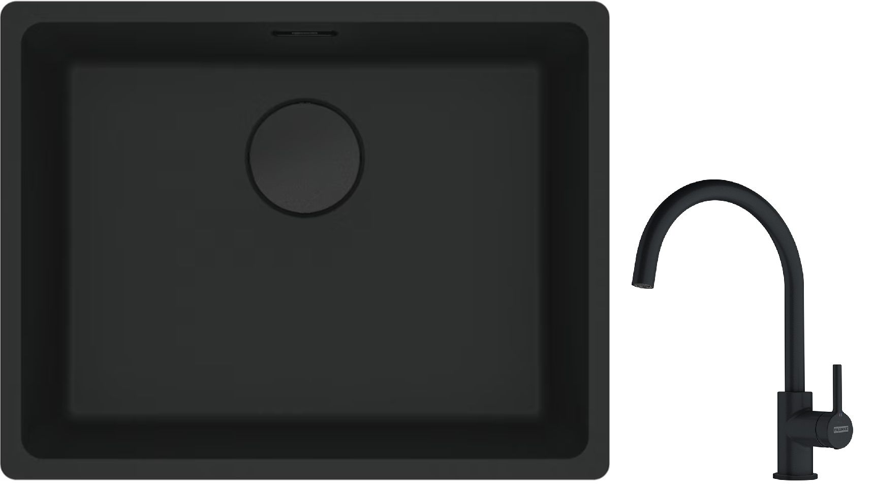 Franke Maris MRG 110-52 zlewozmywak 52x40 cm Fragranite czarny mat z baterią kuchenną Lina czarny mat (1250697759, 1150626019) - Wysyłka w 24h