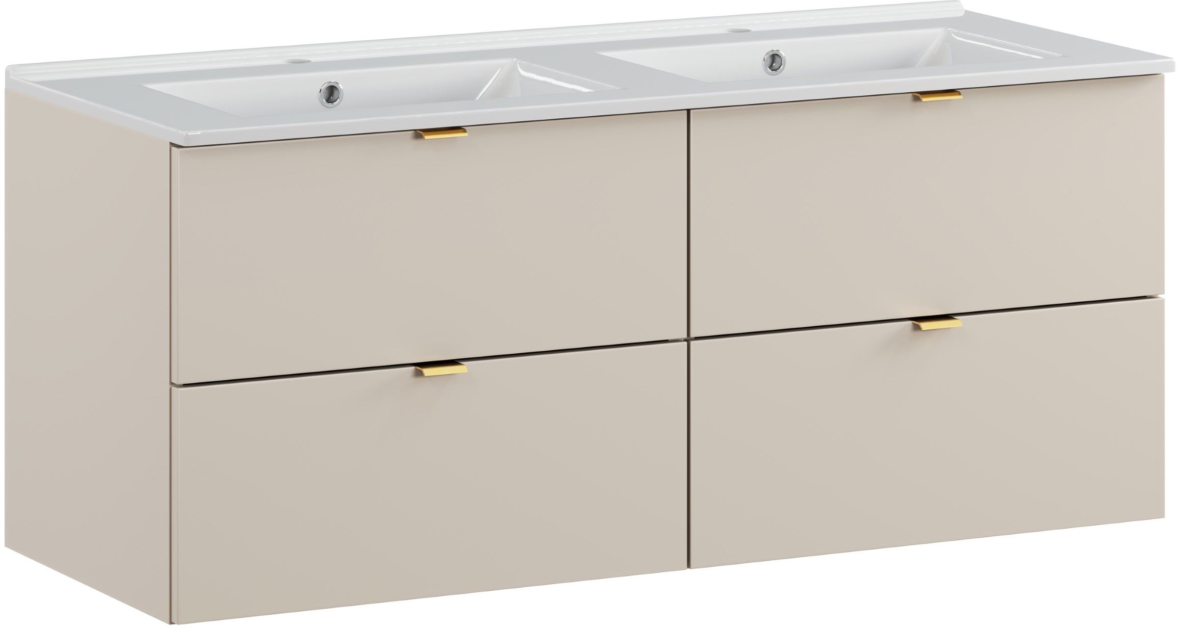 Zestaw Comad Dalia Cashmere szafka 120 cm podumywalkowa wisząca kaszmir z dwiema umywalkami SET-DC 120CM UM. LAVA