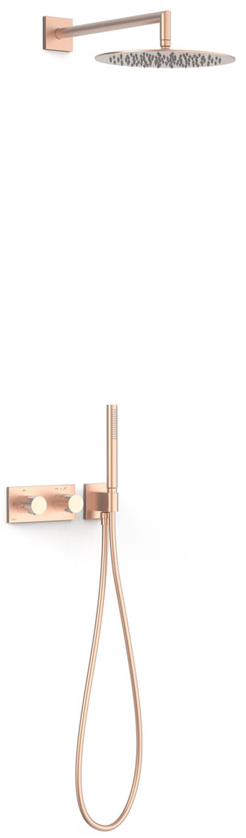 Tres B-System zestaw prysznicowy podtynkowy termostatyczny z deszczownicą różowe złoto mat 30735204OPM