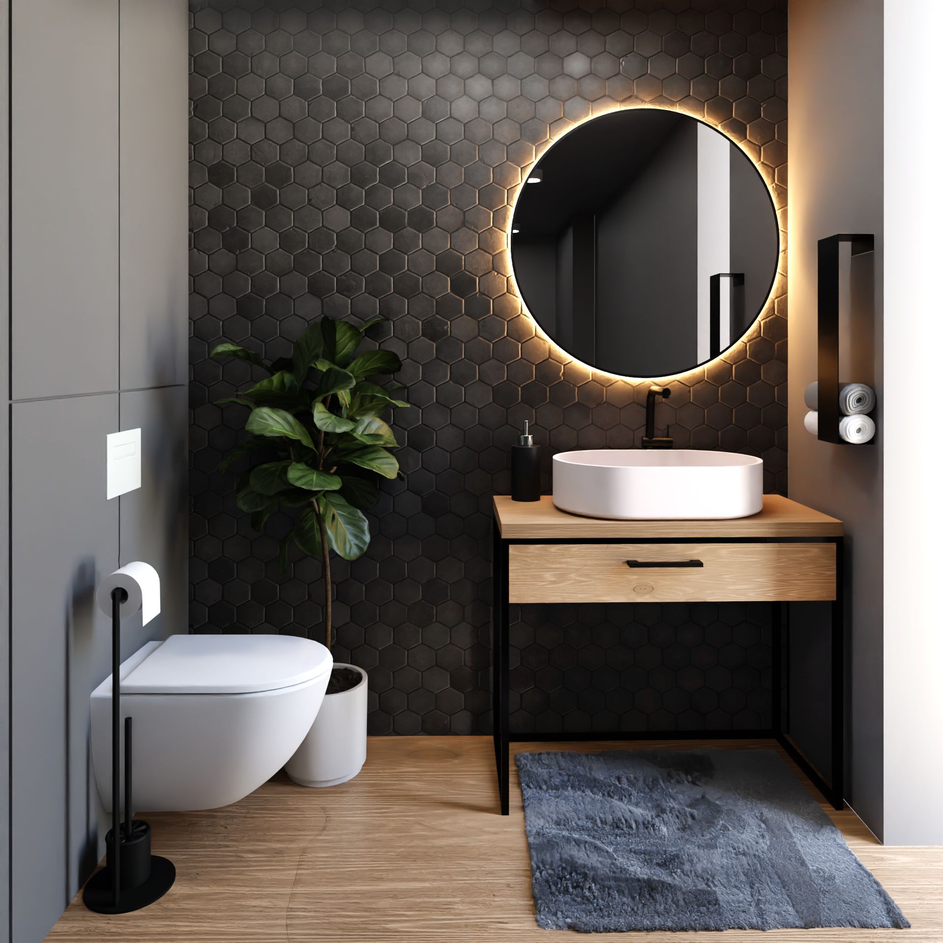 Baltica Design Elin szafka 75x43x75 cm podumywalkowa stojąca czarna