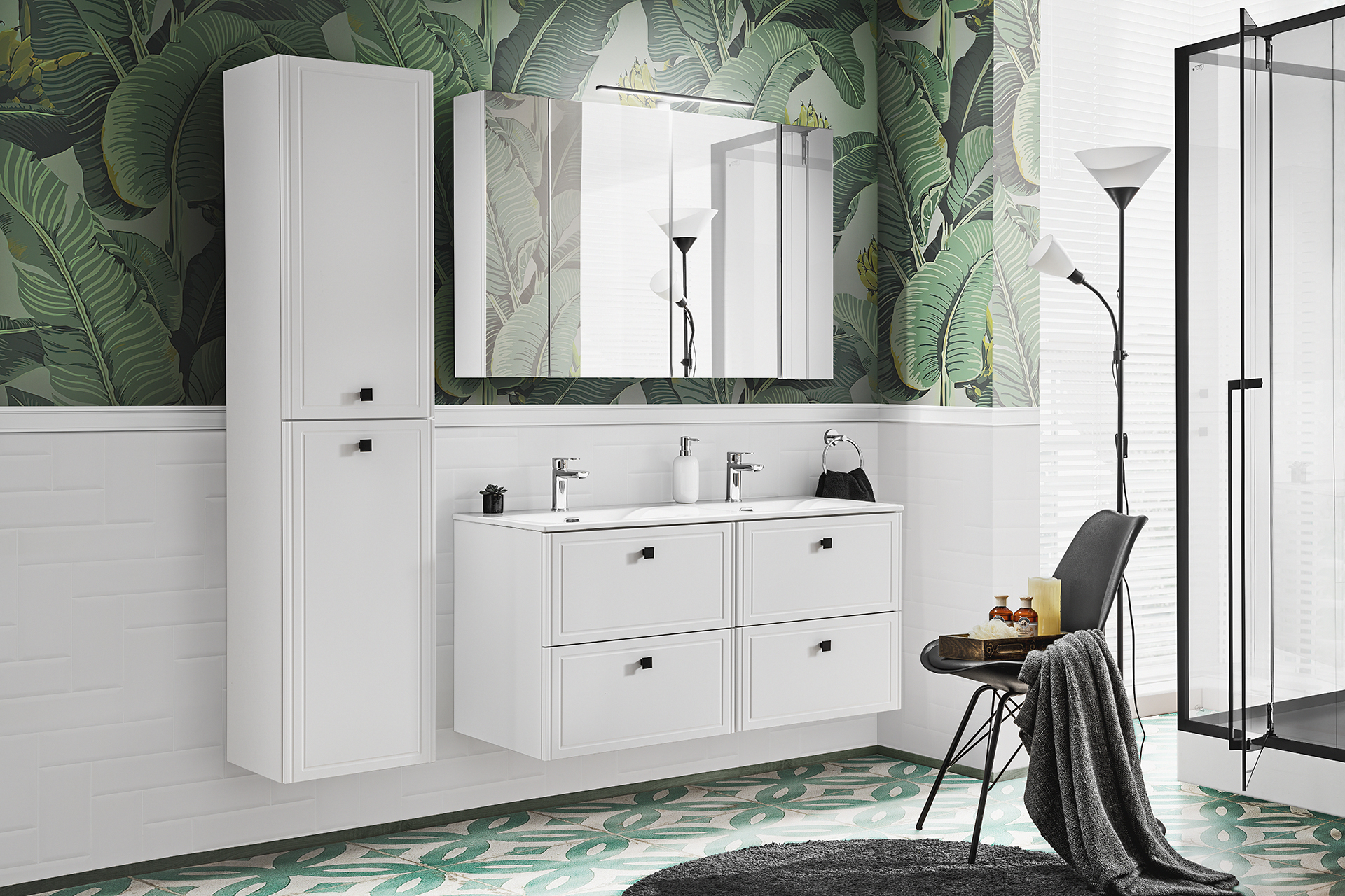 Comad Havana szafka 60x16x75 cm z lustrem biała HAVANAWHITE84-60