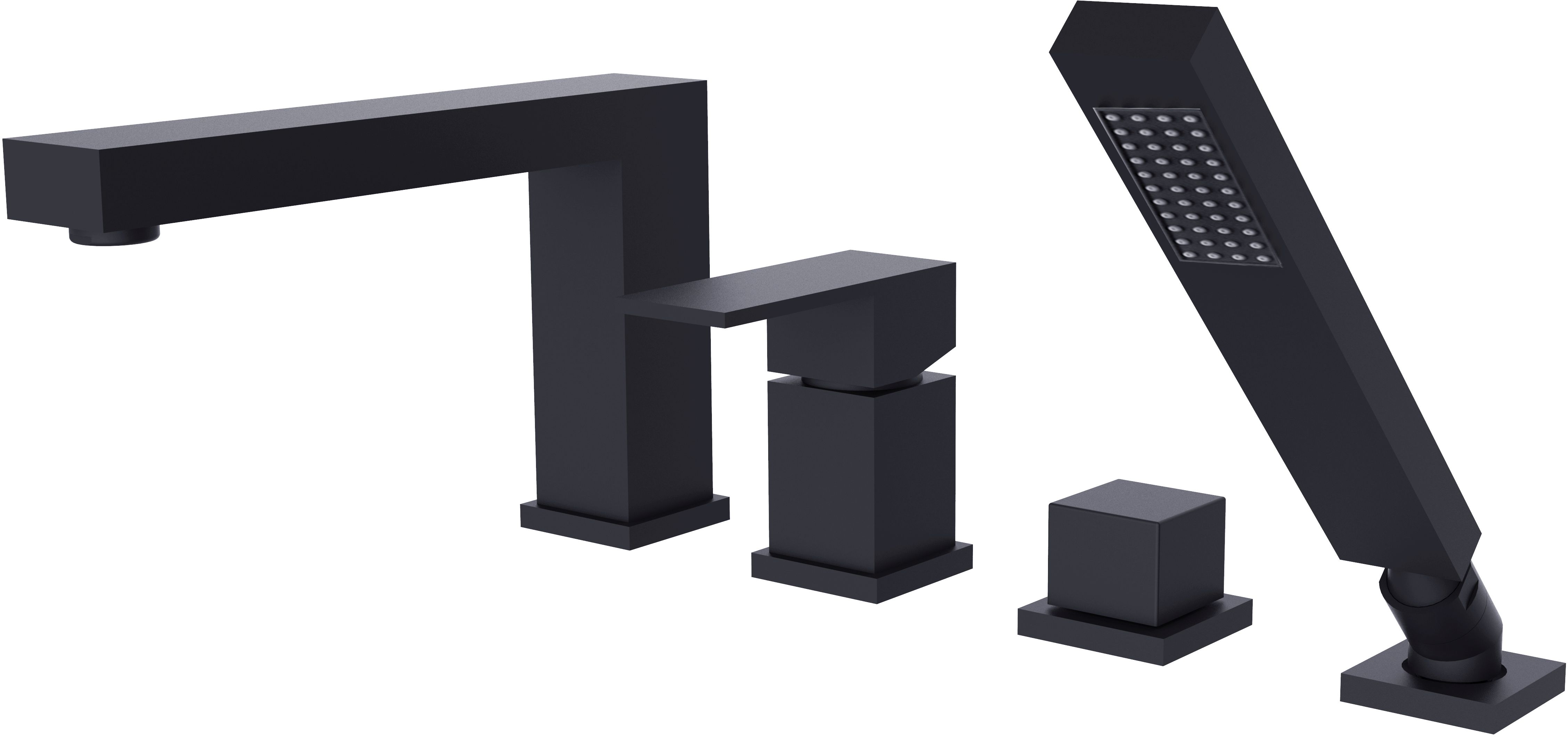 Besco Modern Varium bateria wannowo-prysznicowa 4-otworowa czarny mat BW-MV4-CZ