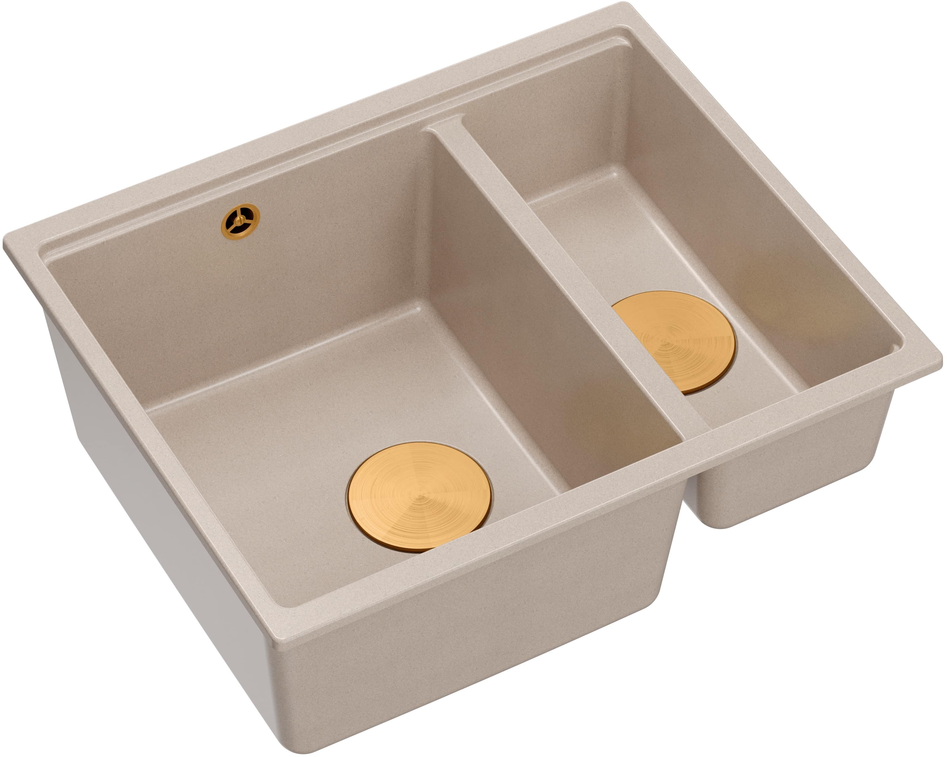 Quadron Logan 150 zlewozmywak GraniteQ 55x46 cm beż/elementy miedziane HCQL5646U2-C1_U