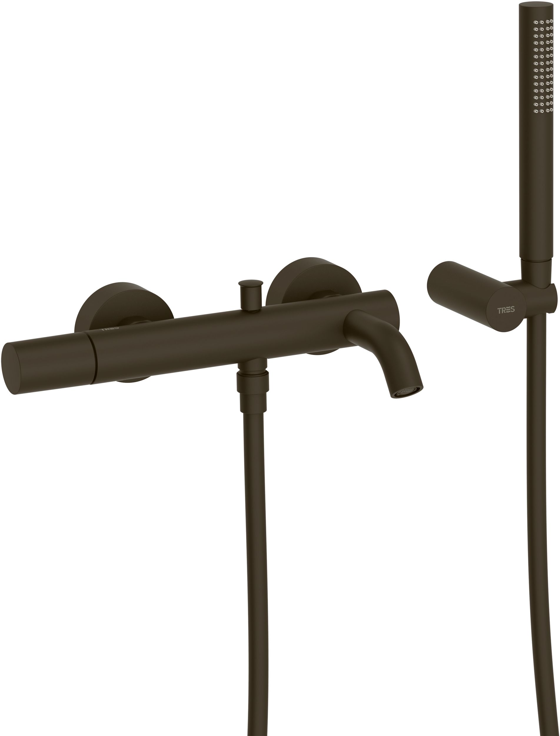 Tres Study Exclusive bateria wannowo-prysznicowa ścienna czarny brąz 26117001KMB