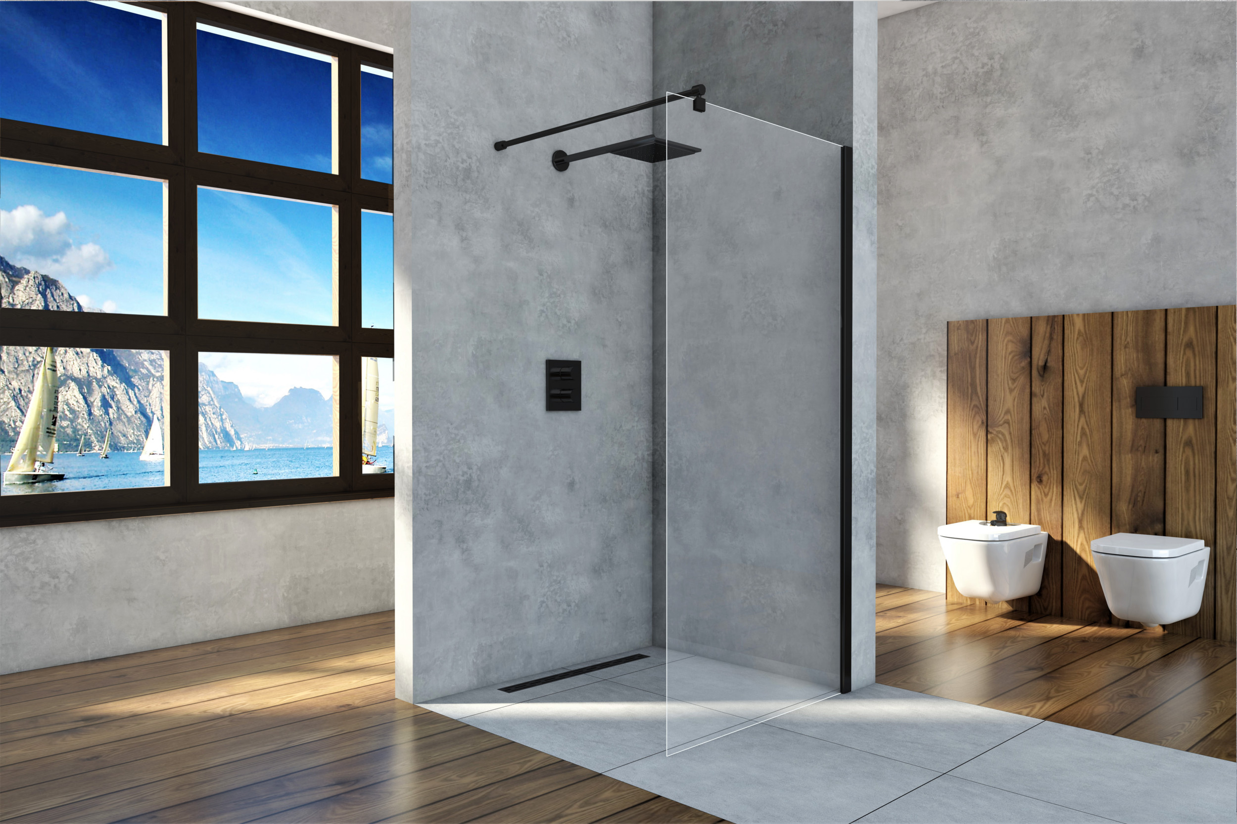 Sea-Horse Easy In ścianka prysznicowa Walk-In 100 cm czarny/szkło przezroczyste BKP251T10K