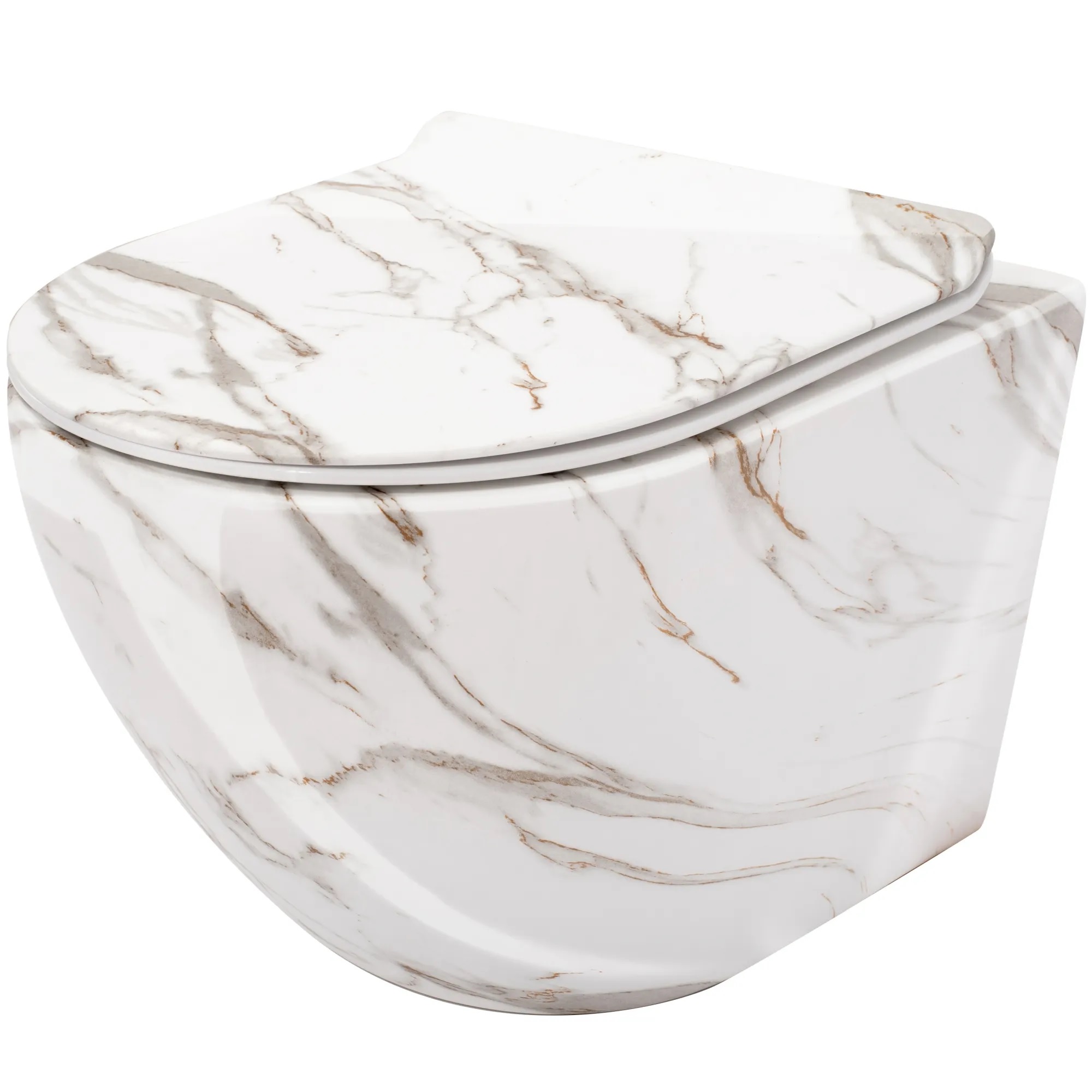 Rea Carlos miska WC wisząca bez kołnierza biały połysk imitacja kamienia REA-C0536