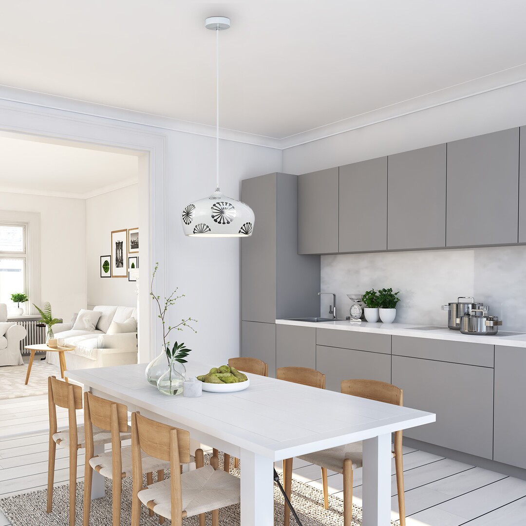 Rabalux Ginger lampa wisząca 1x40 W biała-srebrna 6049