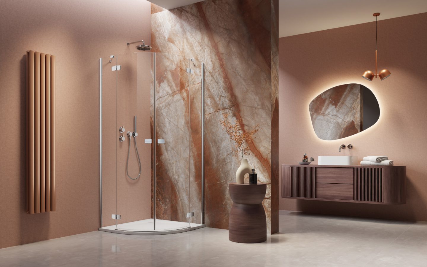 Radaway Fuenta Chrome PDD kabina prysznicowa część lewa 80 cm półokrągła chrom połysk/szkło przezroczyste 1384002-01-01L