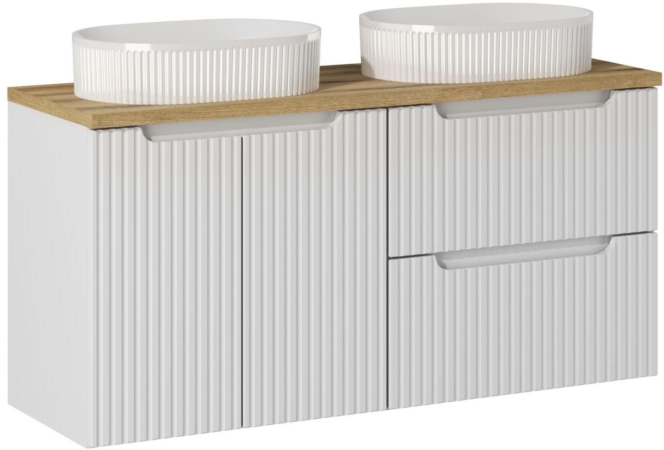 Zestaw Comad Nova White szafka podumywalkowa 120 cm biała z umywalkami nablatowymi SET-NOW B OAK 120CM S / D UN BEYOND 5 WH