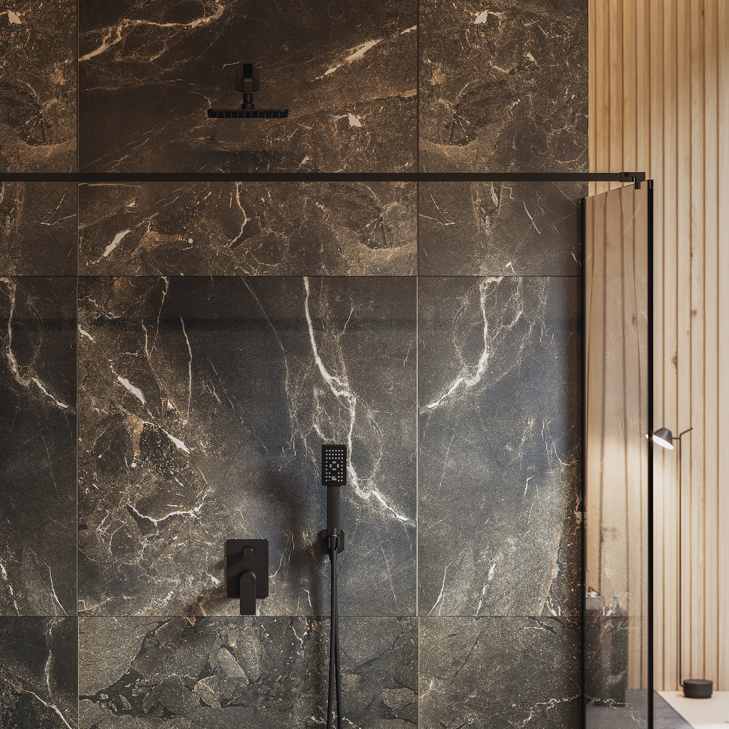 Omnires Baretti bateria wannowo-prysznicowa podtynkowa czarny mat BA7835BL