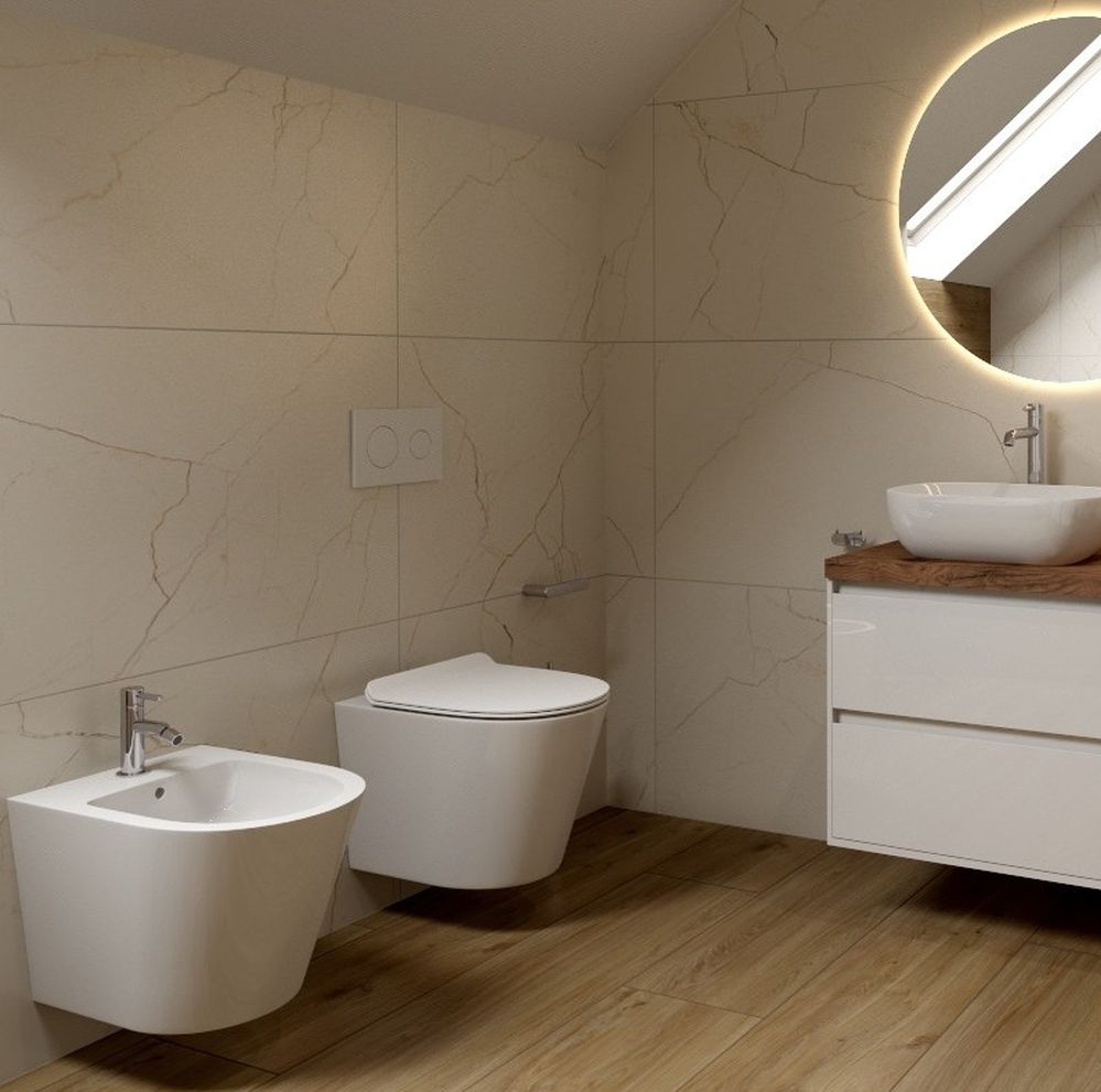 LaVita Galve miska WC wisząca bez kołnierza spłukiwanie wirowe biały połysk 5900378334781