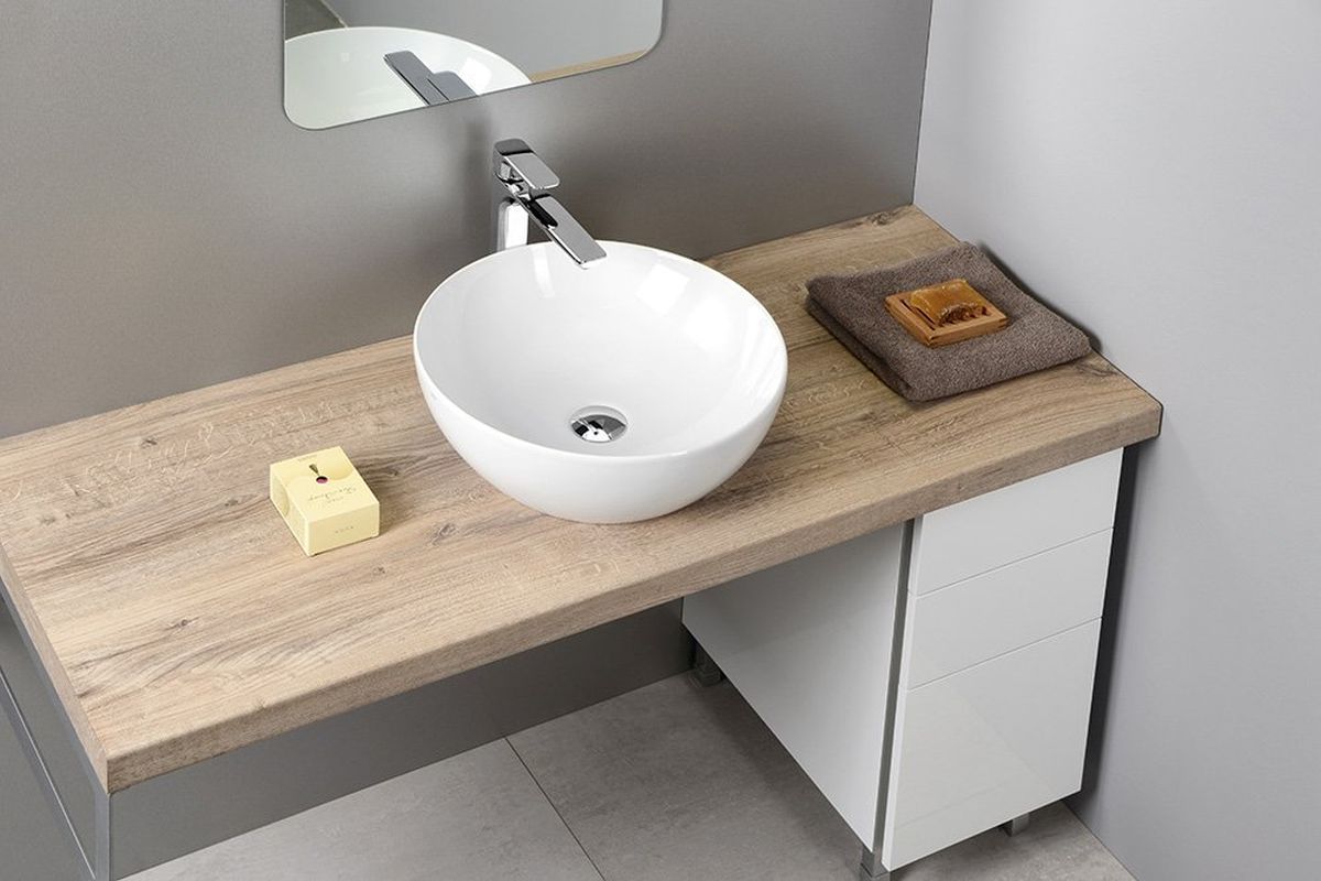 GSI Pura umywalka 42 cm nablatowa okrągła ExtraGlaze biały połysk 885111