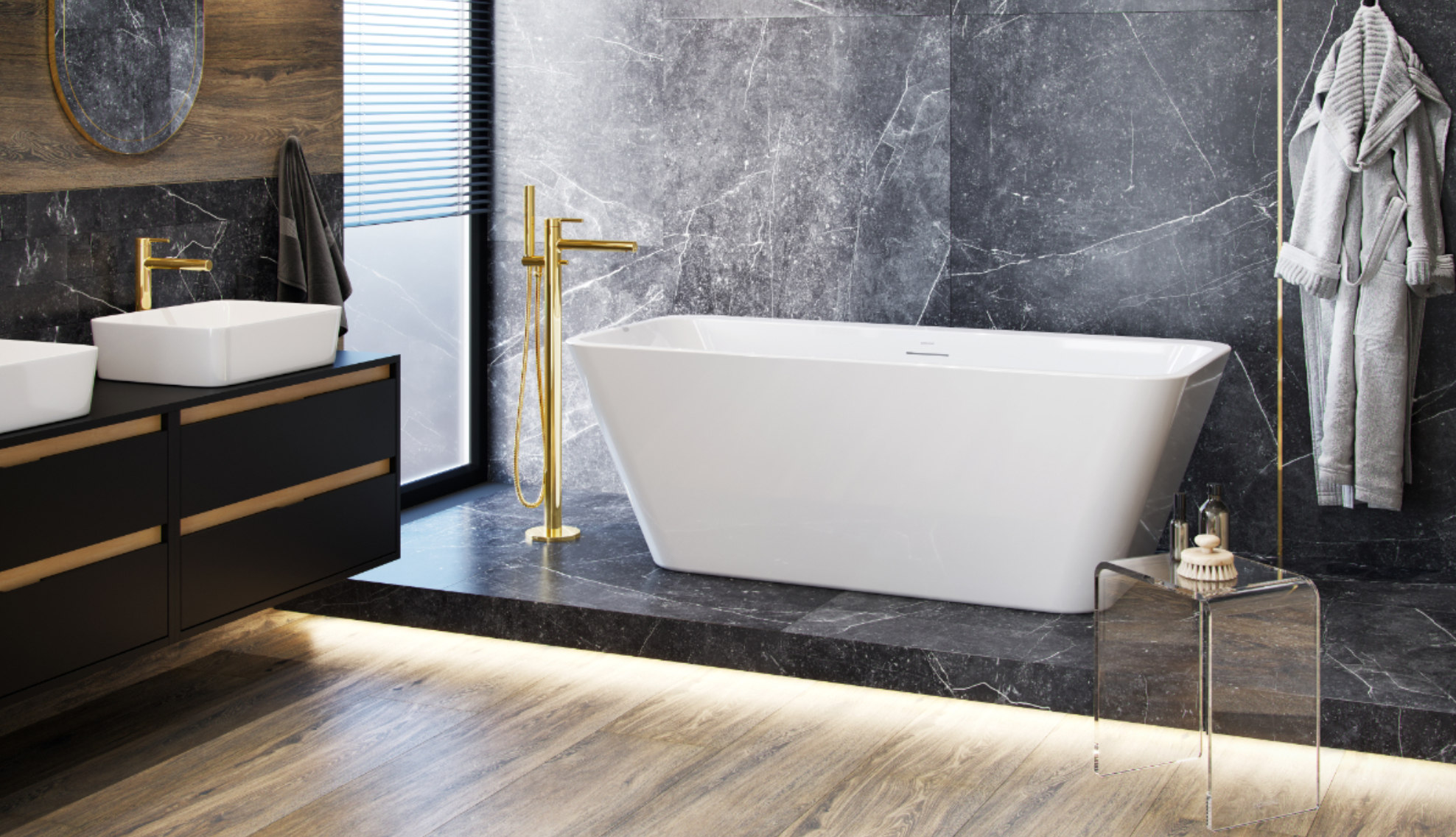 Excellent Pi bateria wannowo-prysznicowa wolnostojąca złoty połysk AREX.1255GL