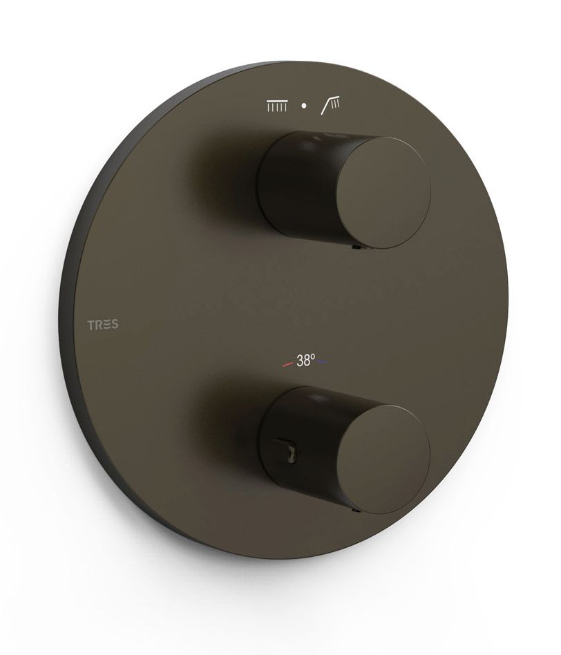 Tres Therm-Box bateria wannowo-prysznicowa podtynkowa termostatyczna czarny brąz 26225001KMB