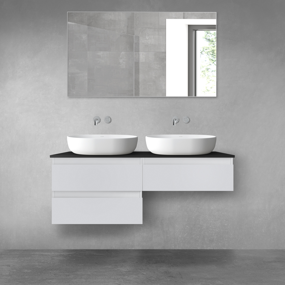 Oltens Vernal zestaw mebli łazienkowych 120 cm z blatem szary mat/czarny mat 68237700 - Wysyłka w 24h