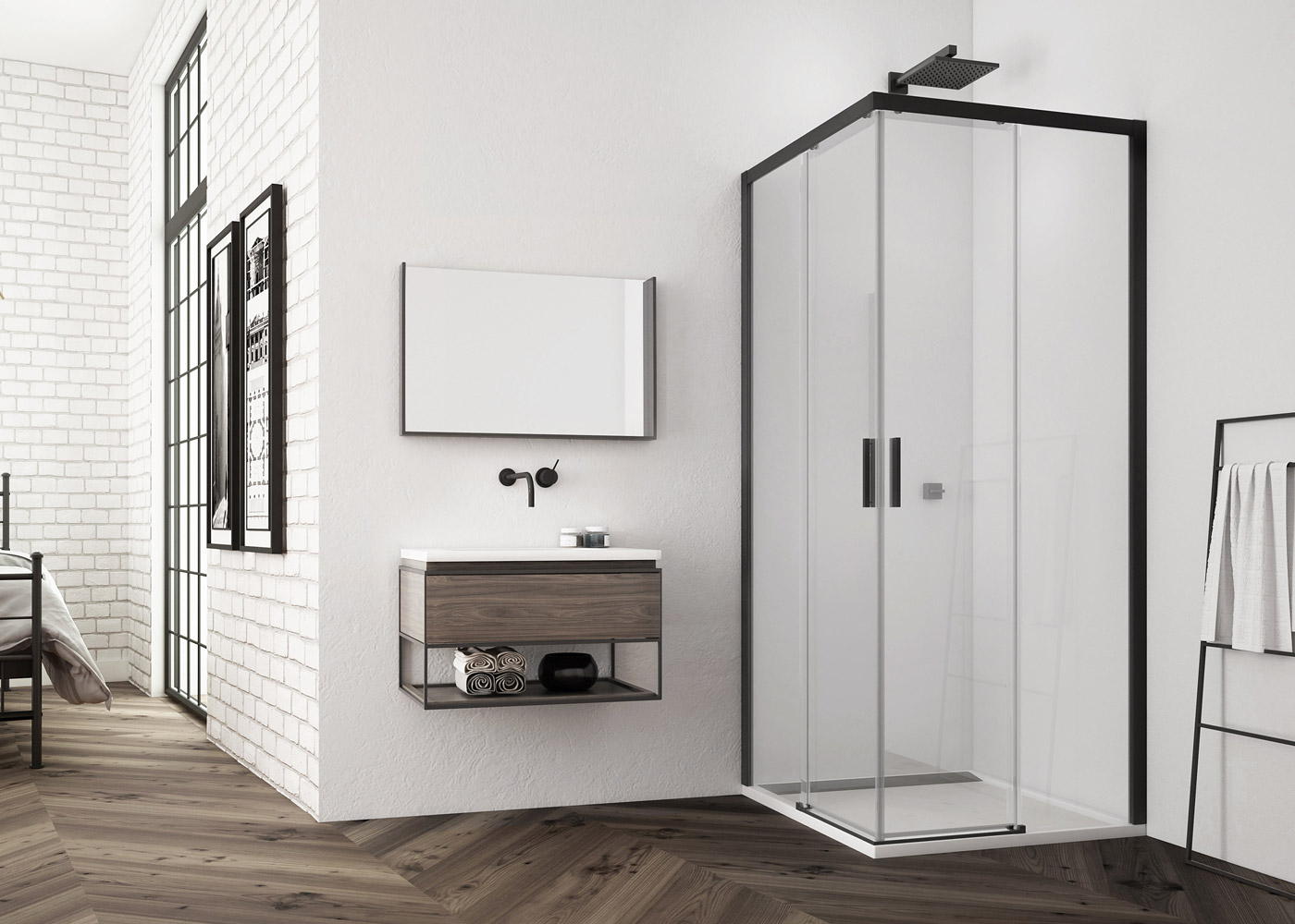 SanSwiss Top-Line S drzwi prysznicowe 100 cm prawe czarny mat/szkło przezroczyste TLSD1000607