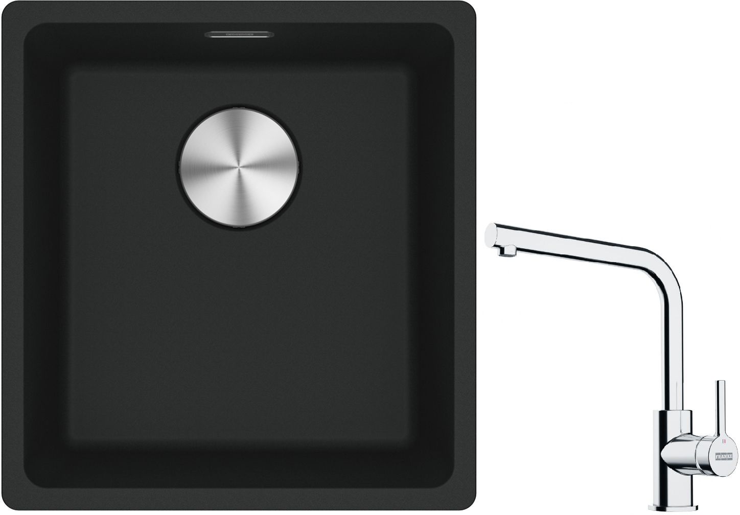 Franke Maris MRG 110-37 zlewozmywak 40x37 cm Fragranite czarny mat z baterią kuchenną Lina chrom (1250687248, 1150693230)