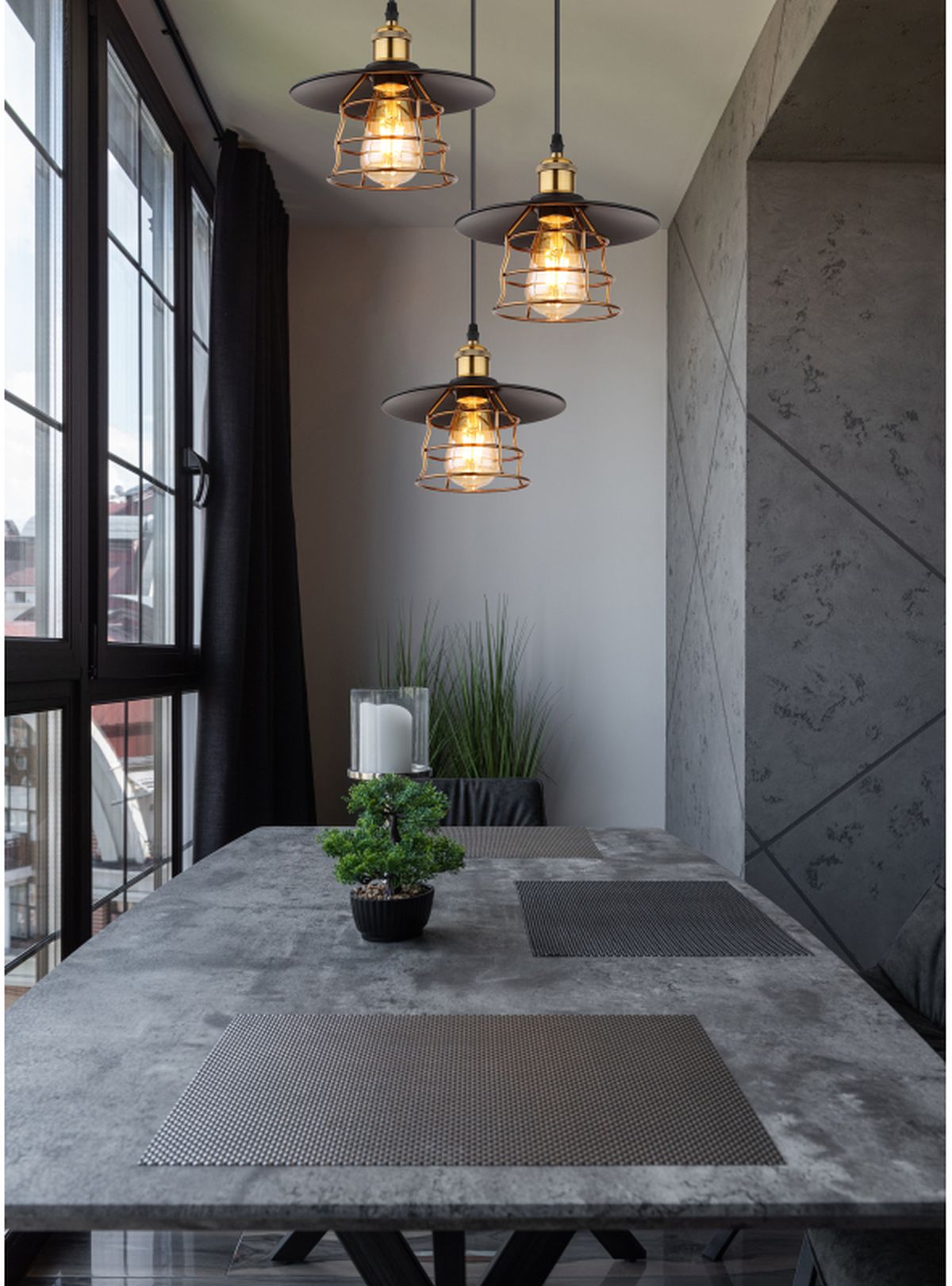 Globo Lighting Viejo lampa wisząca 3x60W czarny mat/miedziany 15086-3BH