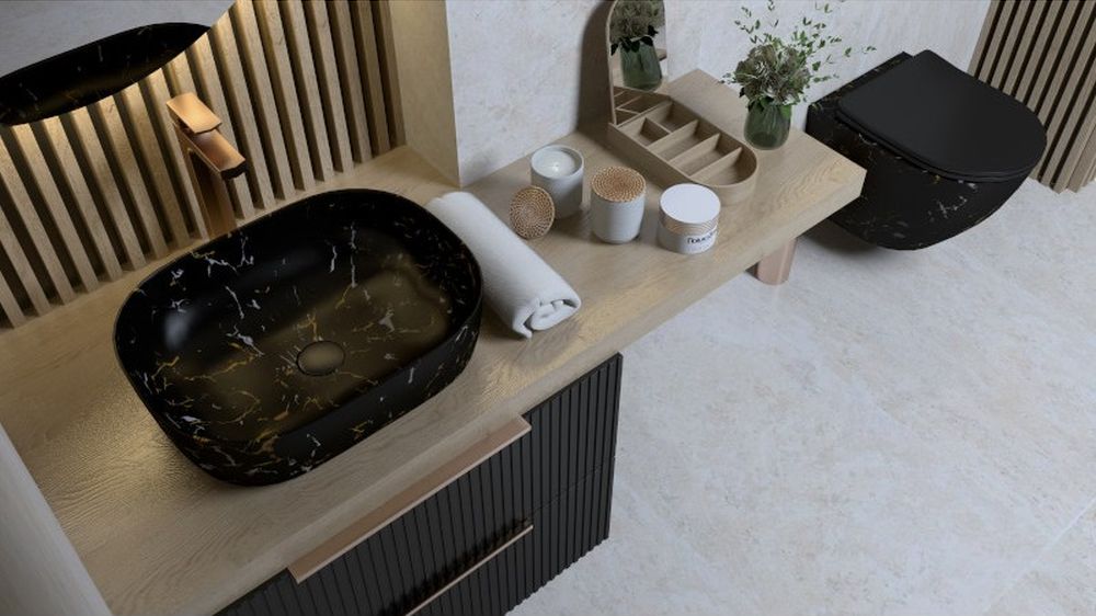 LaVita Oklahoma szafka 60 cm podumywalkowa wisząca czarny mat