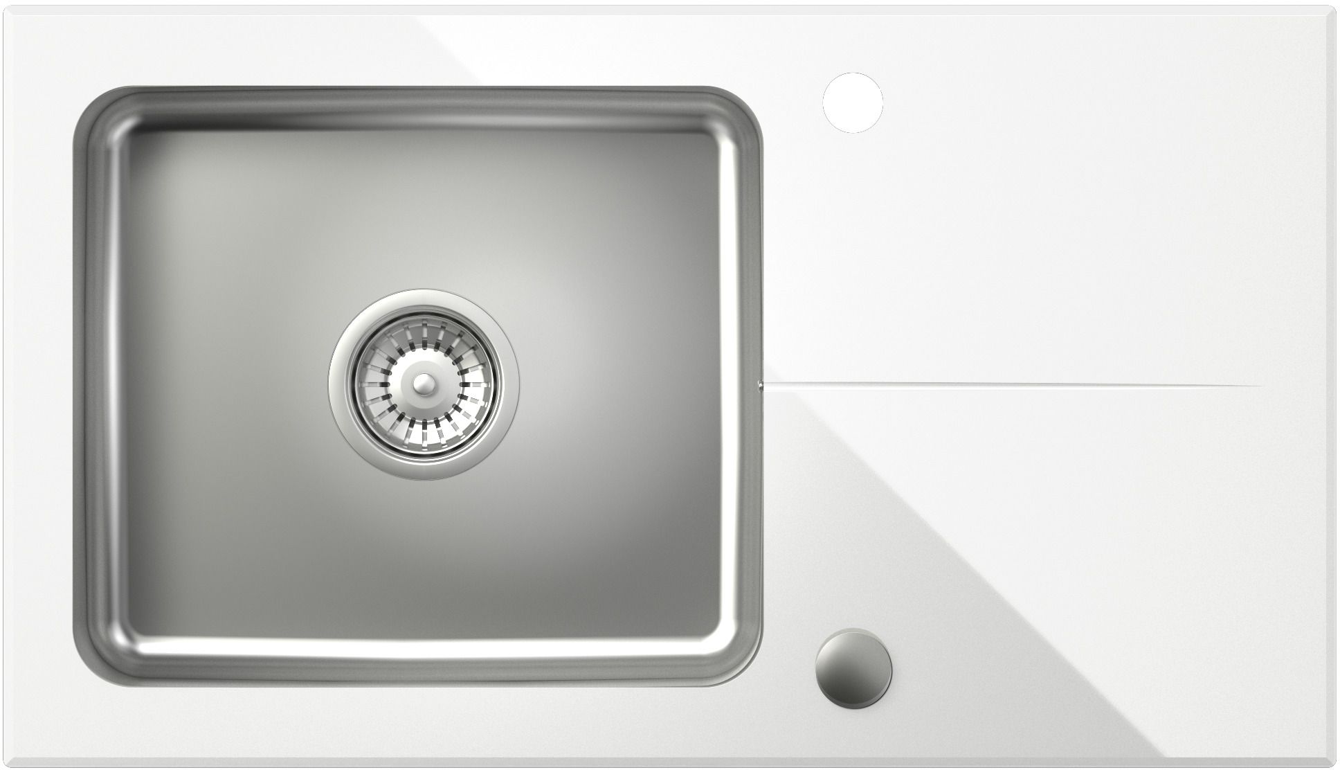 Quadron Hugh 111 zlewozmywak stalowy 77x44 cm szkło białe ST3577SB1BS