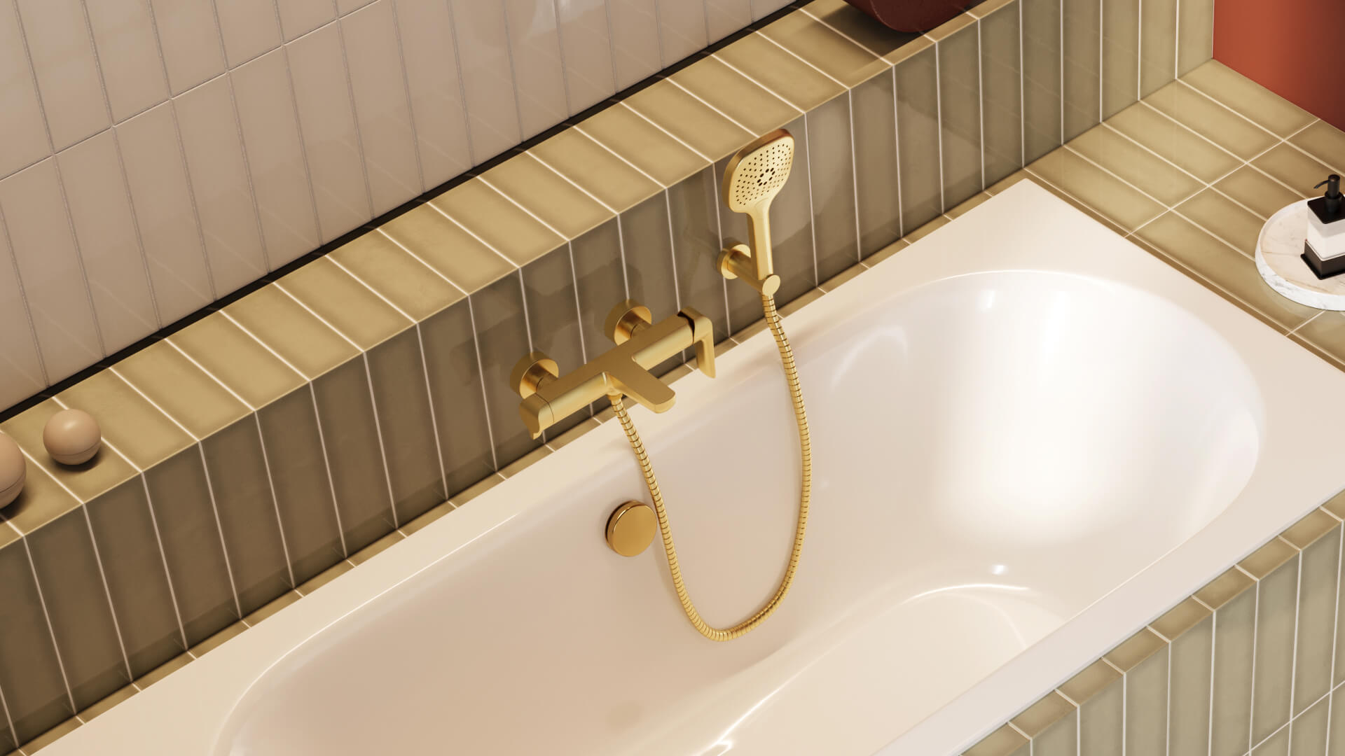 Excellent Clever 2.0 bateria wannowo-prysznicowa ścienna złoty szczotkowany AREX.4105GB